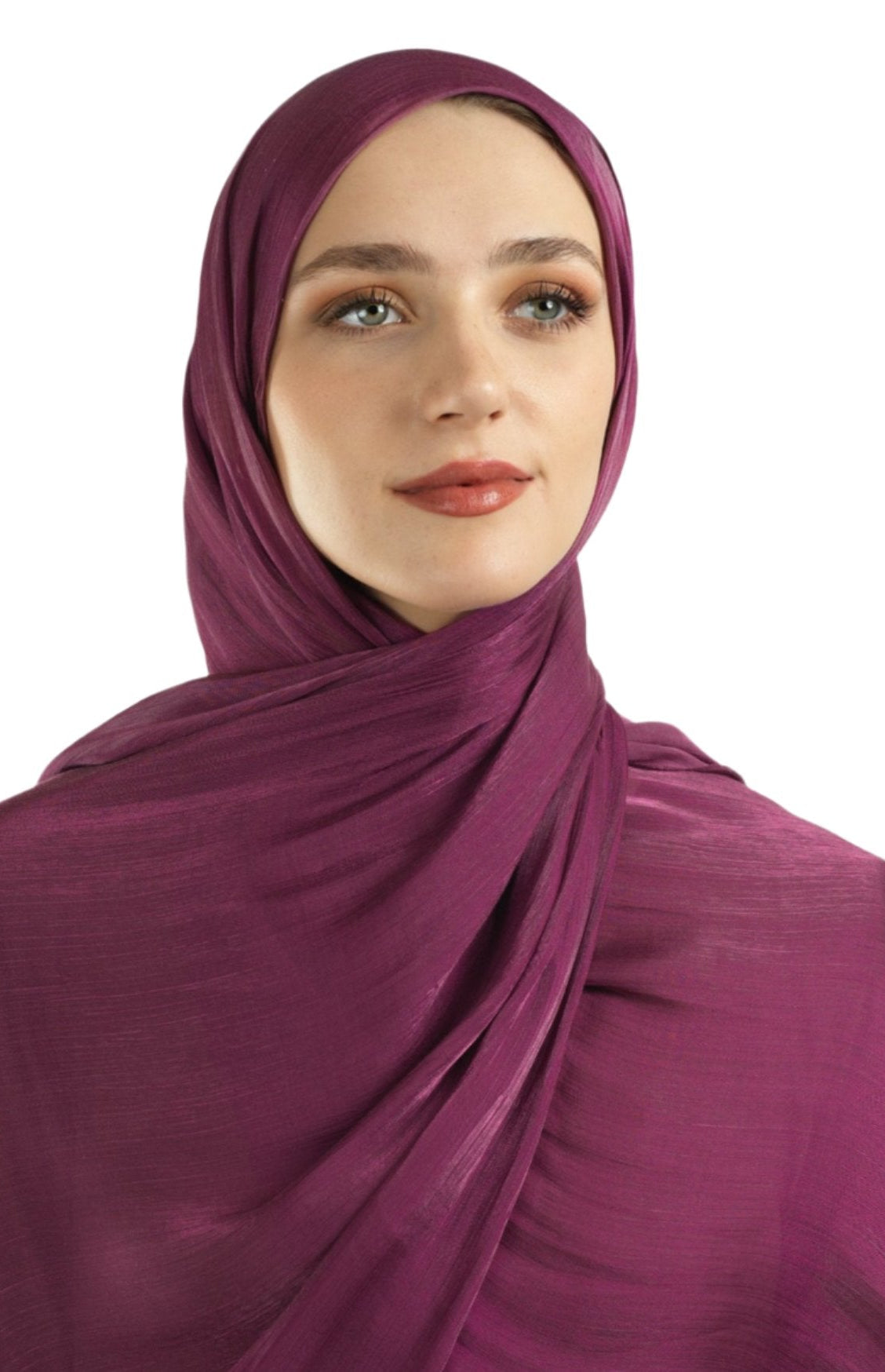 Magenta Shimmering Silk Chiffon hijab Kabayare
