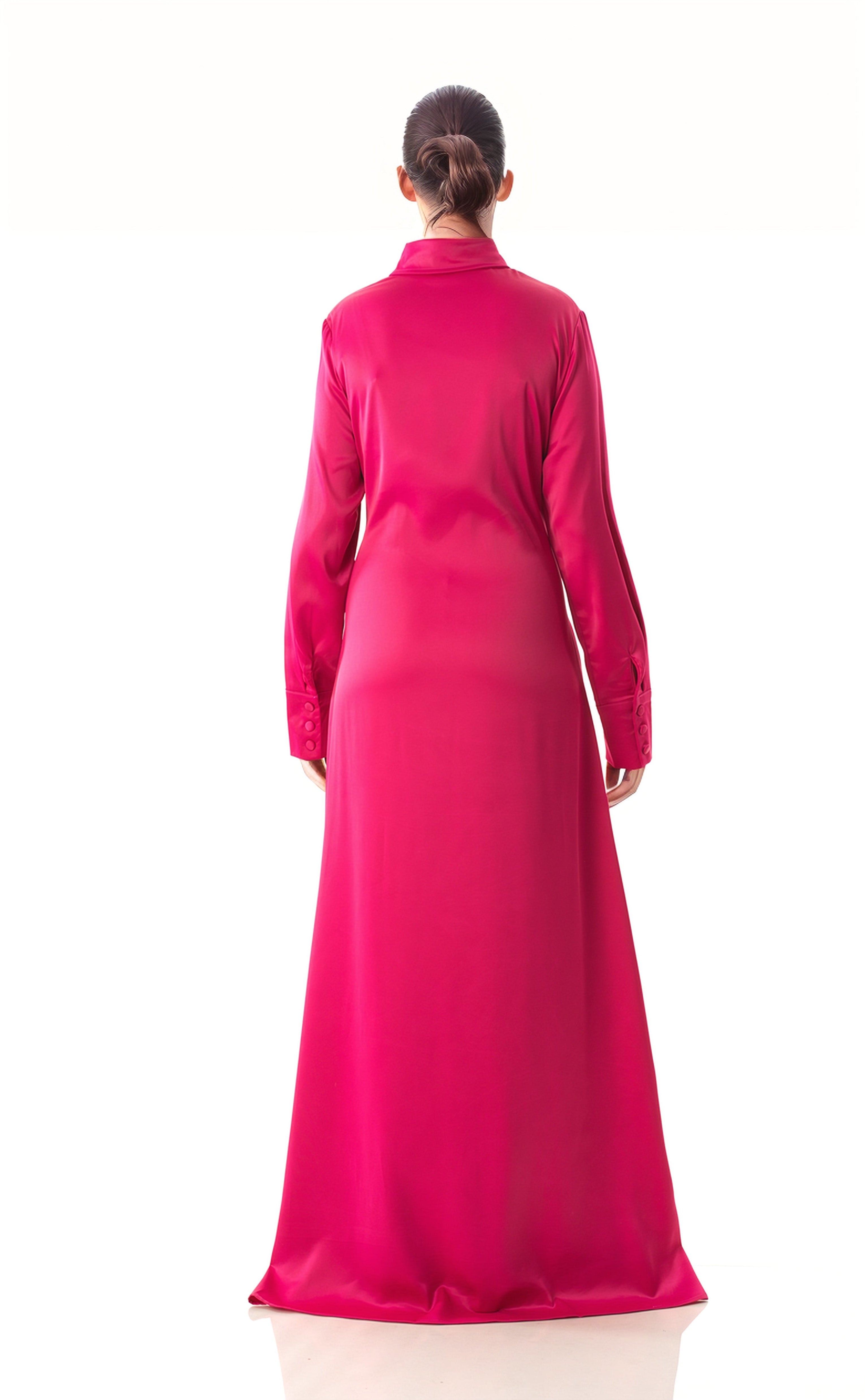 Magenta shirt-dress satin maxi dress Kabayare