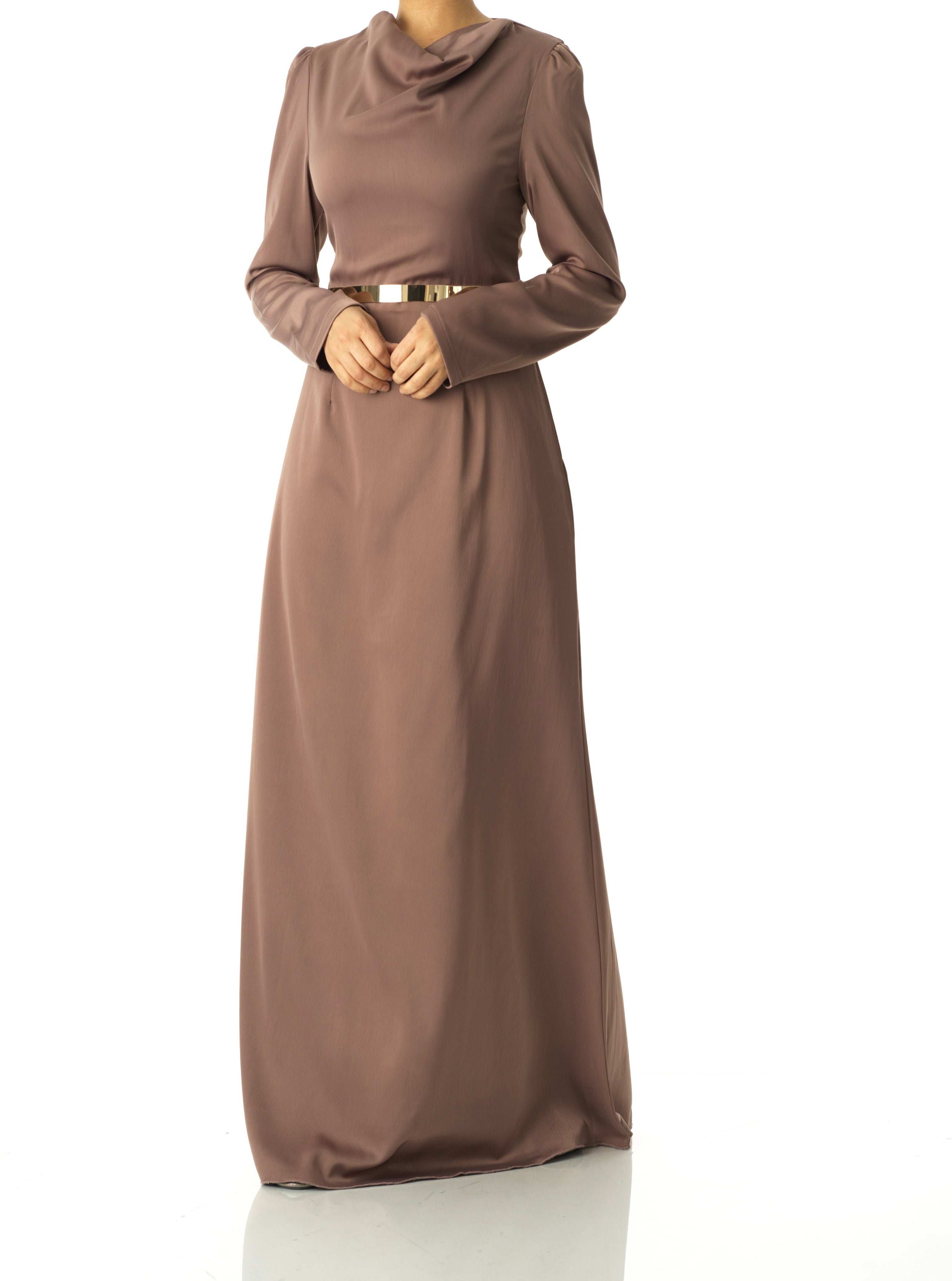 Majestic Mocha Modern Elegance satin maxi dress Kabayare