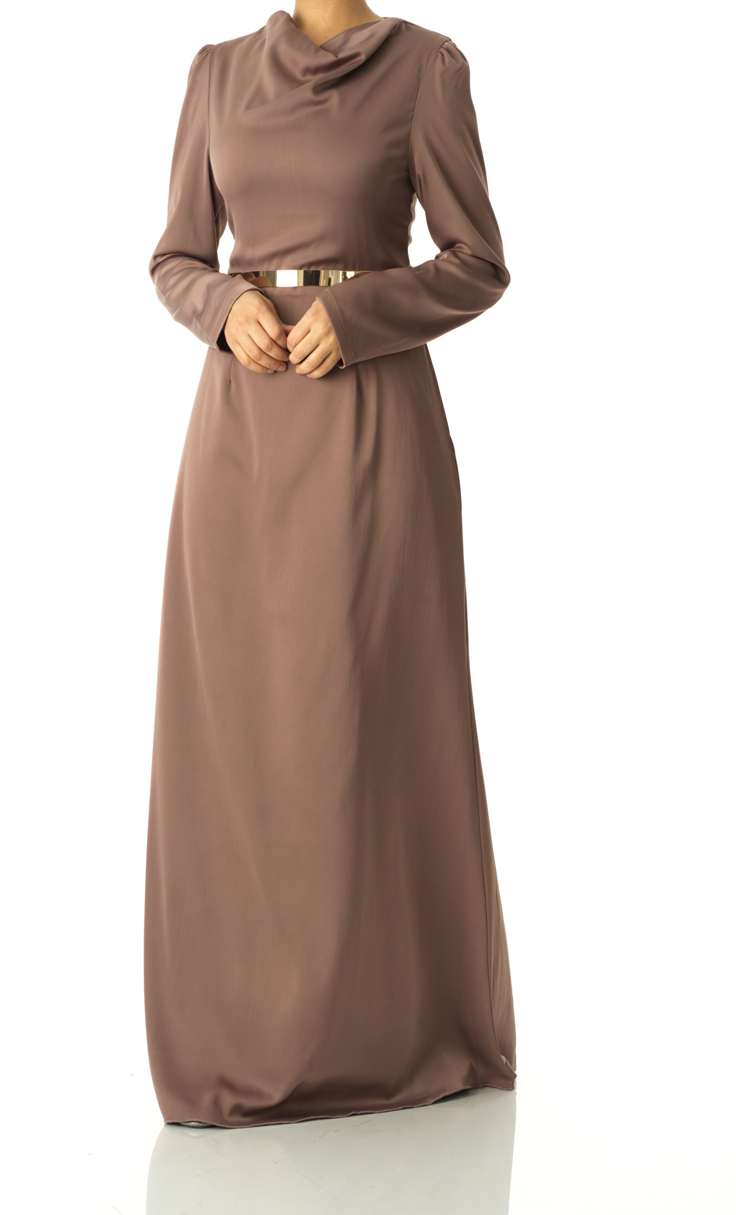 Majestic Mocha Modern Elegance satin maxi dress Kabayare