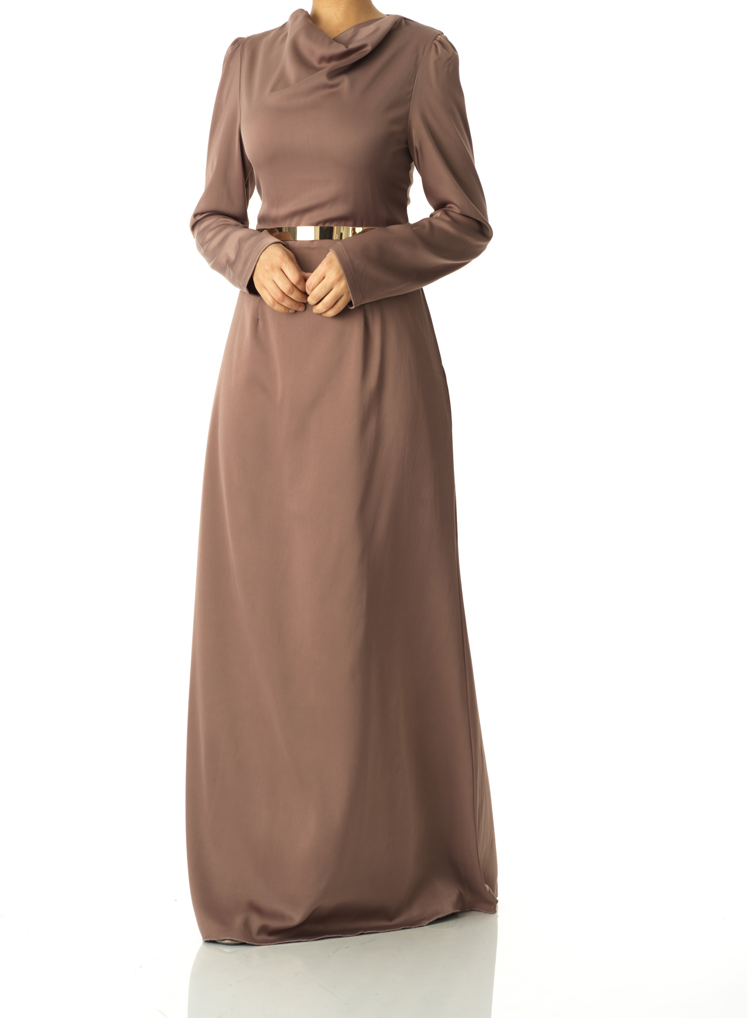 Majestic Mocha Modern Elegance satin maxi dress Kabayare