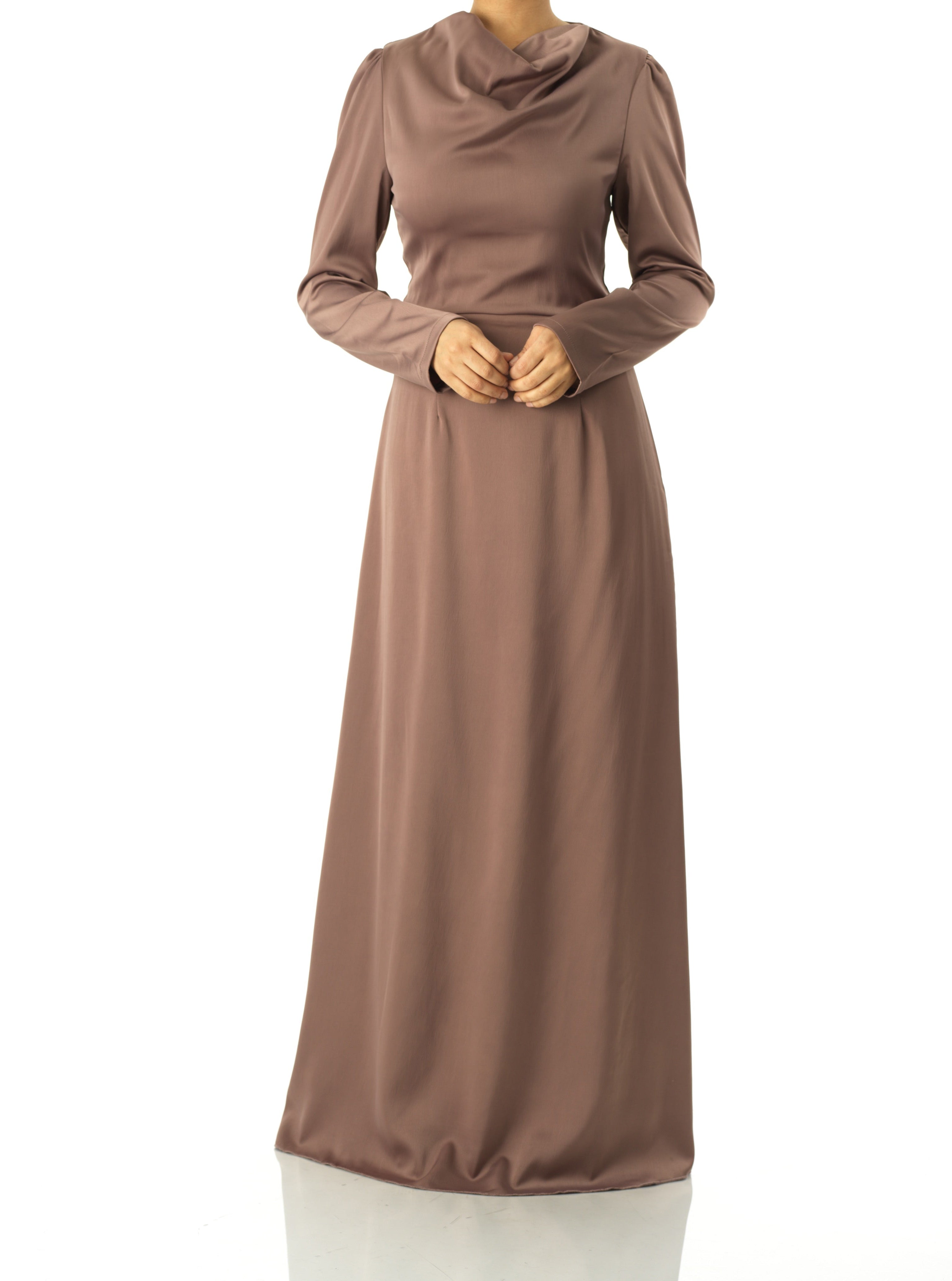 Majestic Mocha Modern Elegance satin maxi dress Kabayare