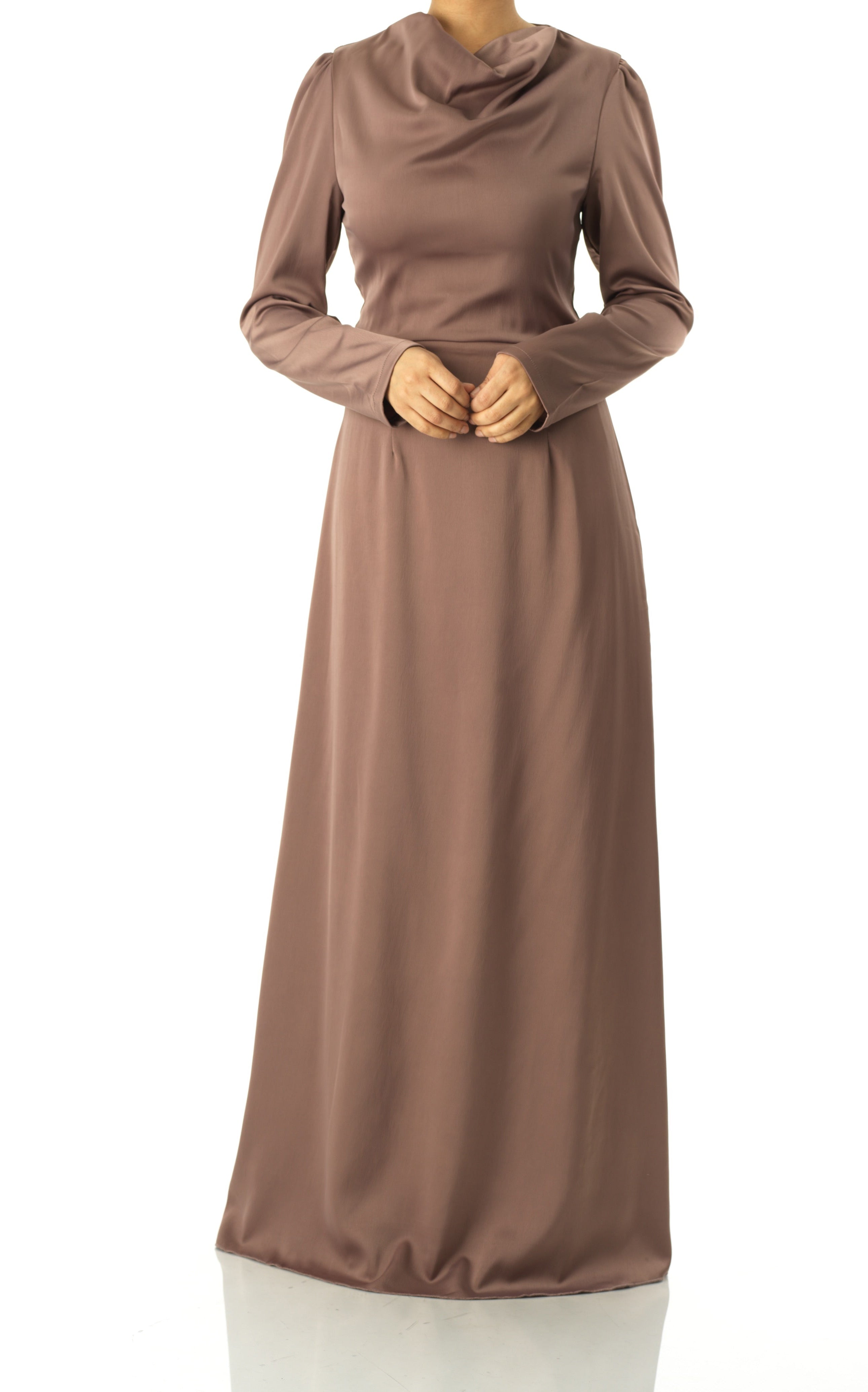 Majestic Mocha Modern Elegance satin maxi dress Kabayare