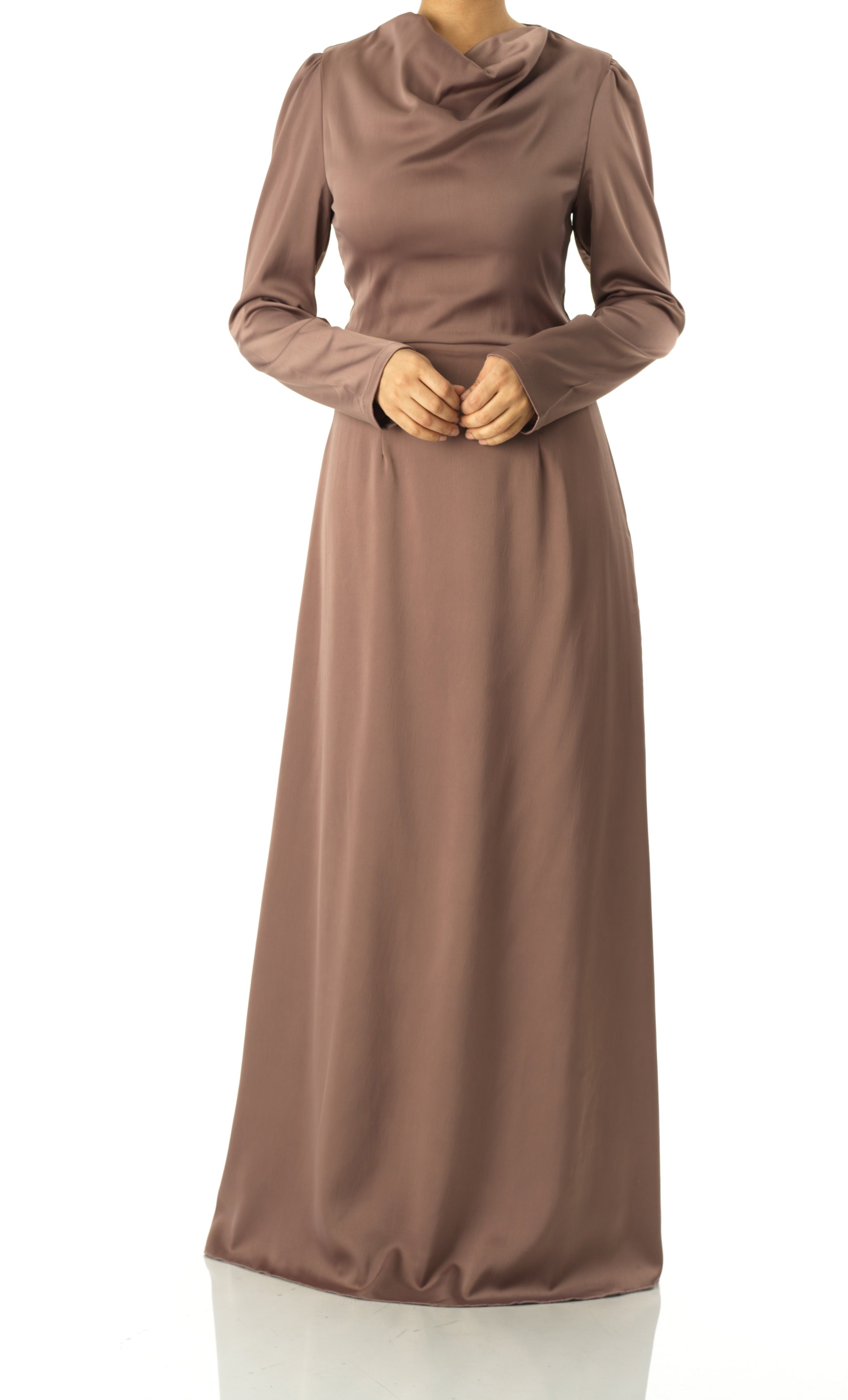 Majestic Mocha Modern Elegance satin maxi dress Kabayare