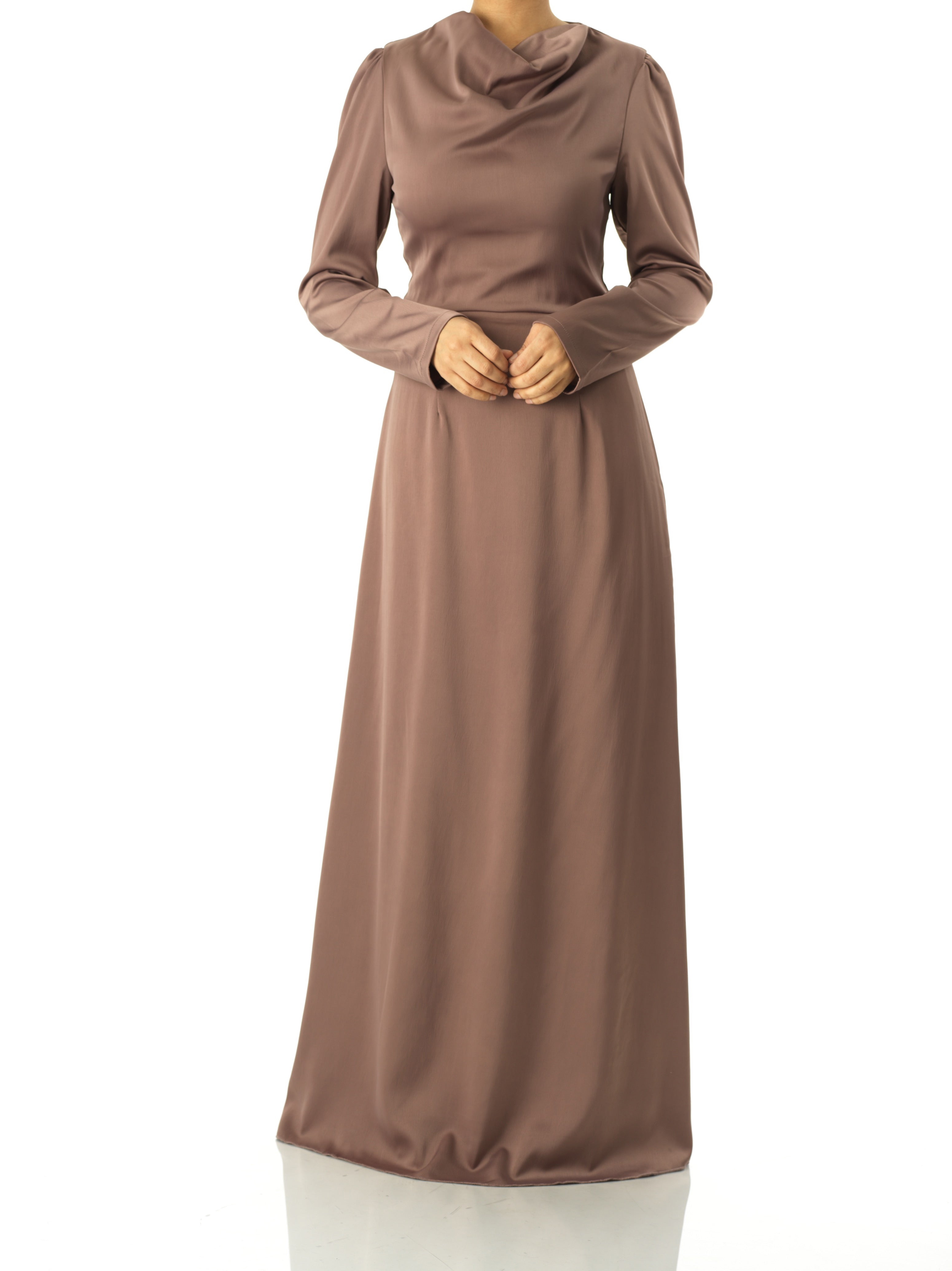 Majestic Mocha Modern Elegance satin maxi dress Kabayare