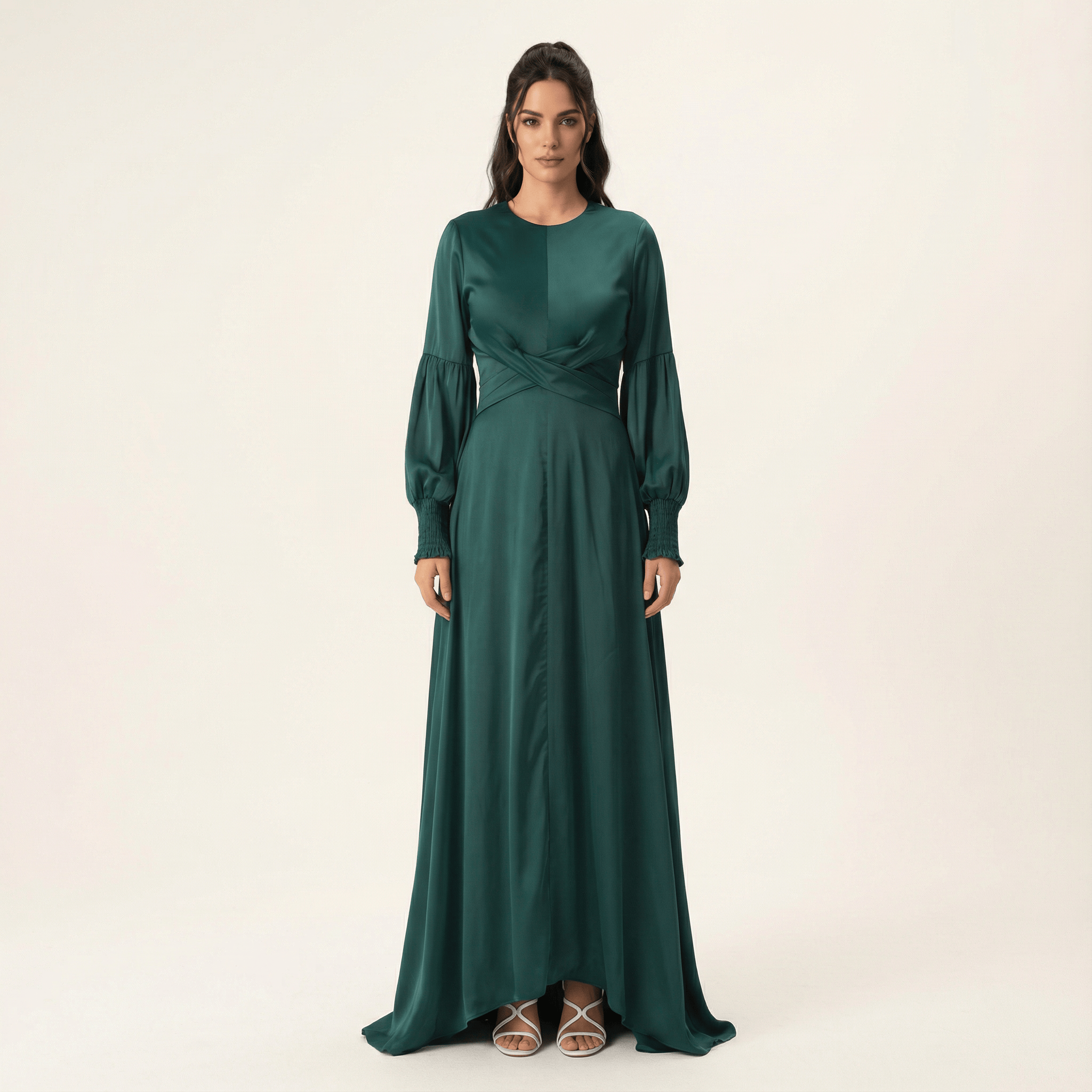 Marigold jasmine satin modest maxi dress Kabayare