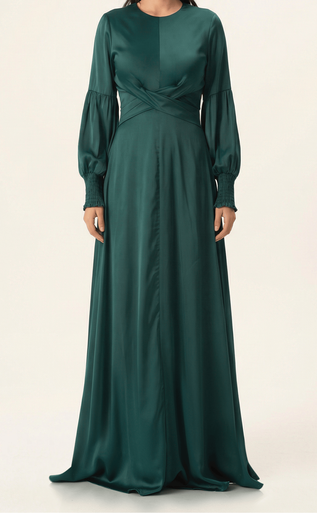 Marigold jasmine satin modest maxi dress Kabayare