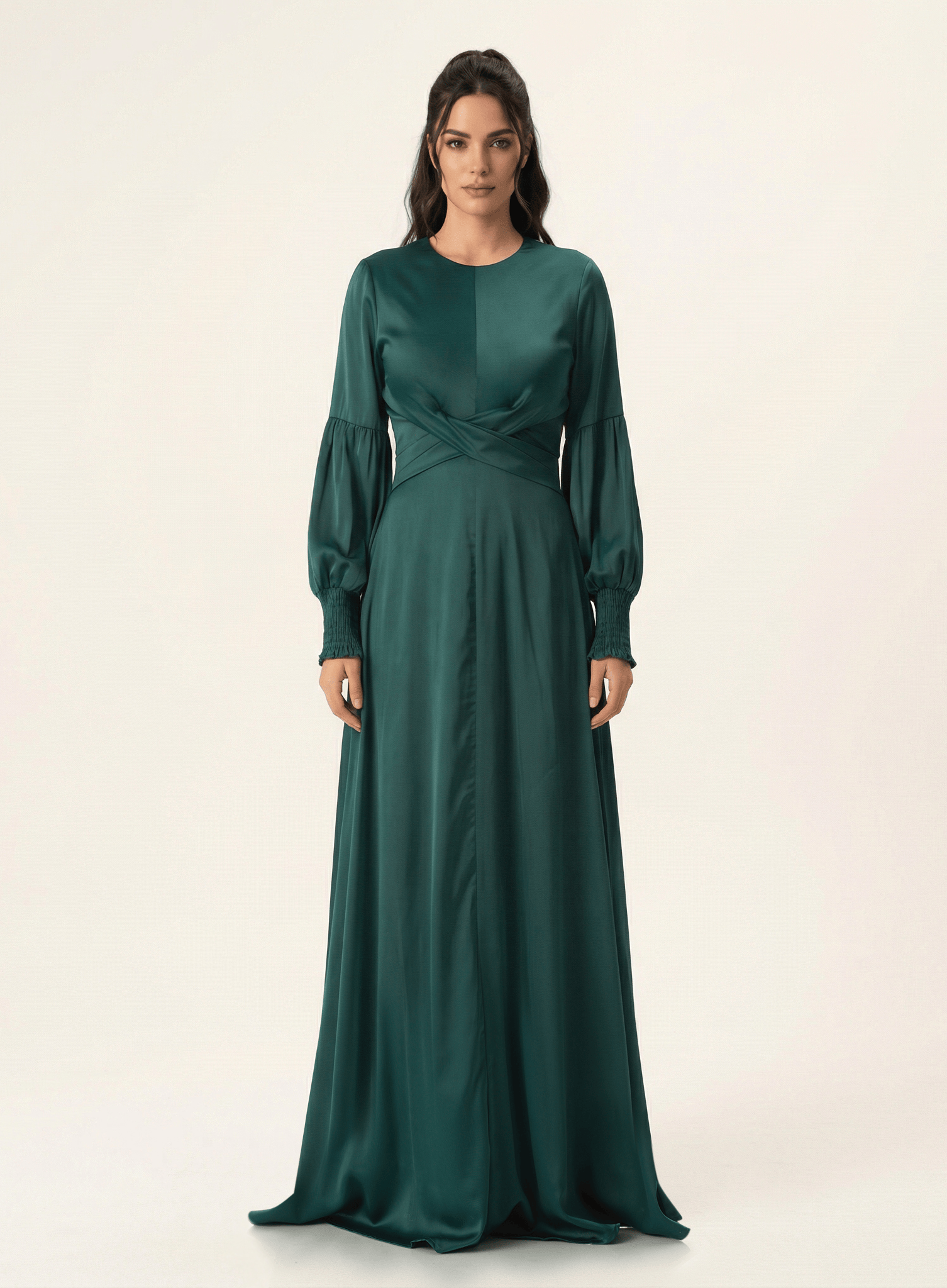 Marigold jasmine satin modest maxi dress Kabayare