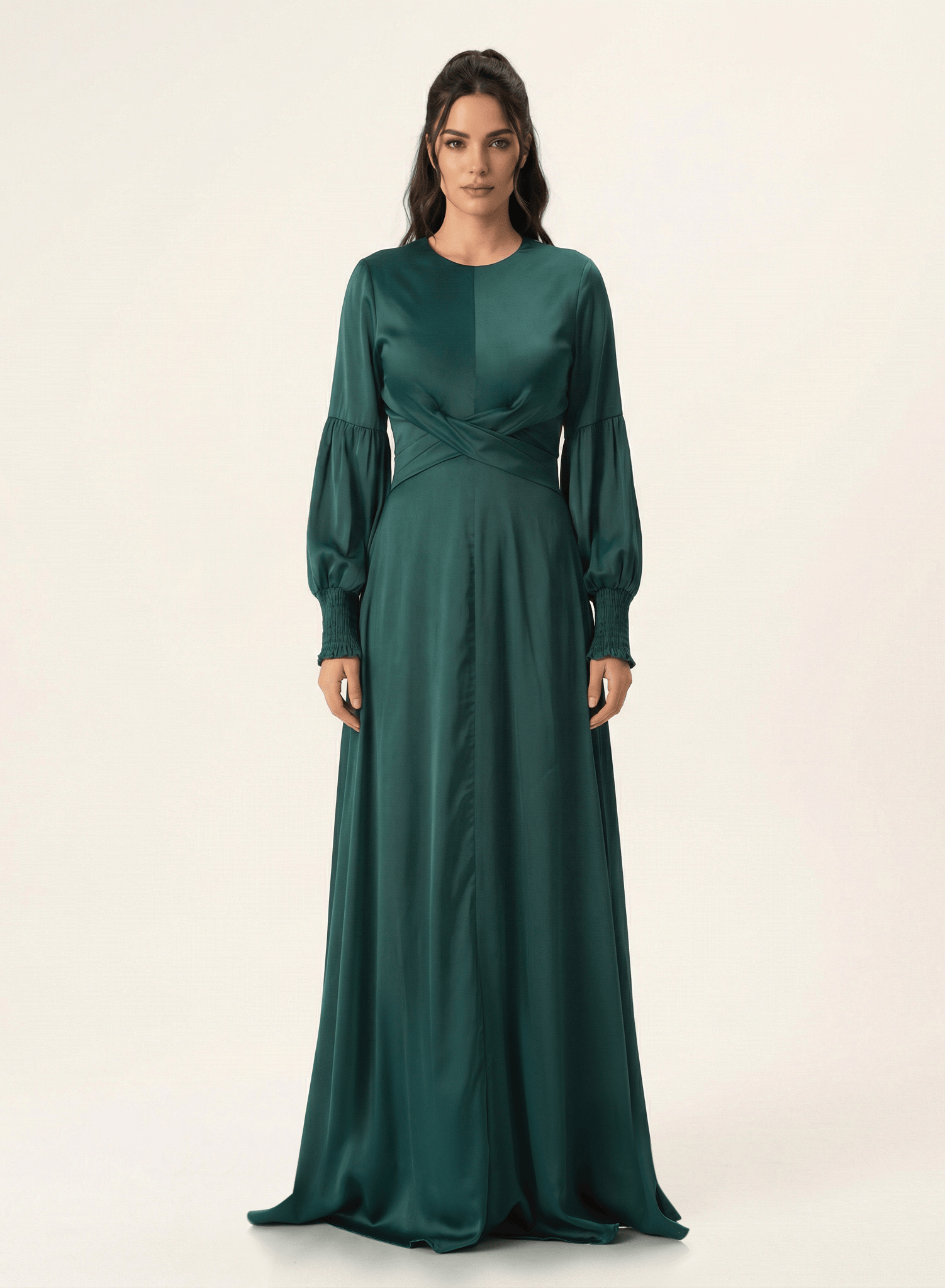 Marigold jasmine satin modest maxi dress Kabayare