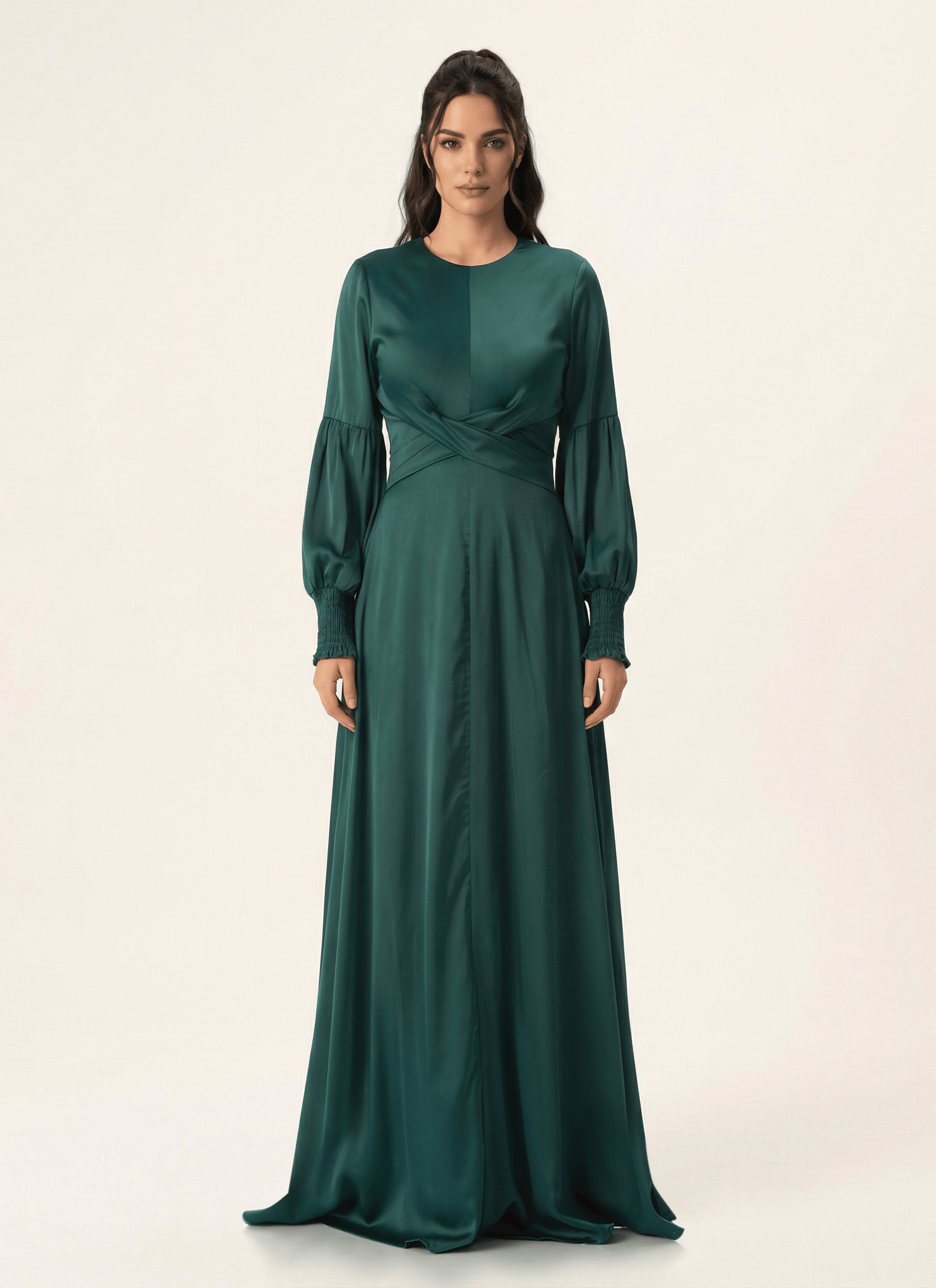Marigold jasmine satin modest maxi dress Kabayare