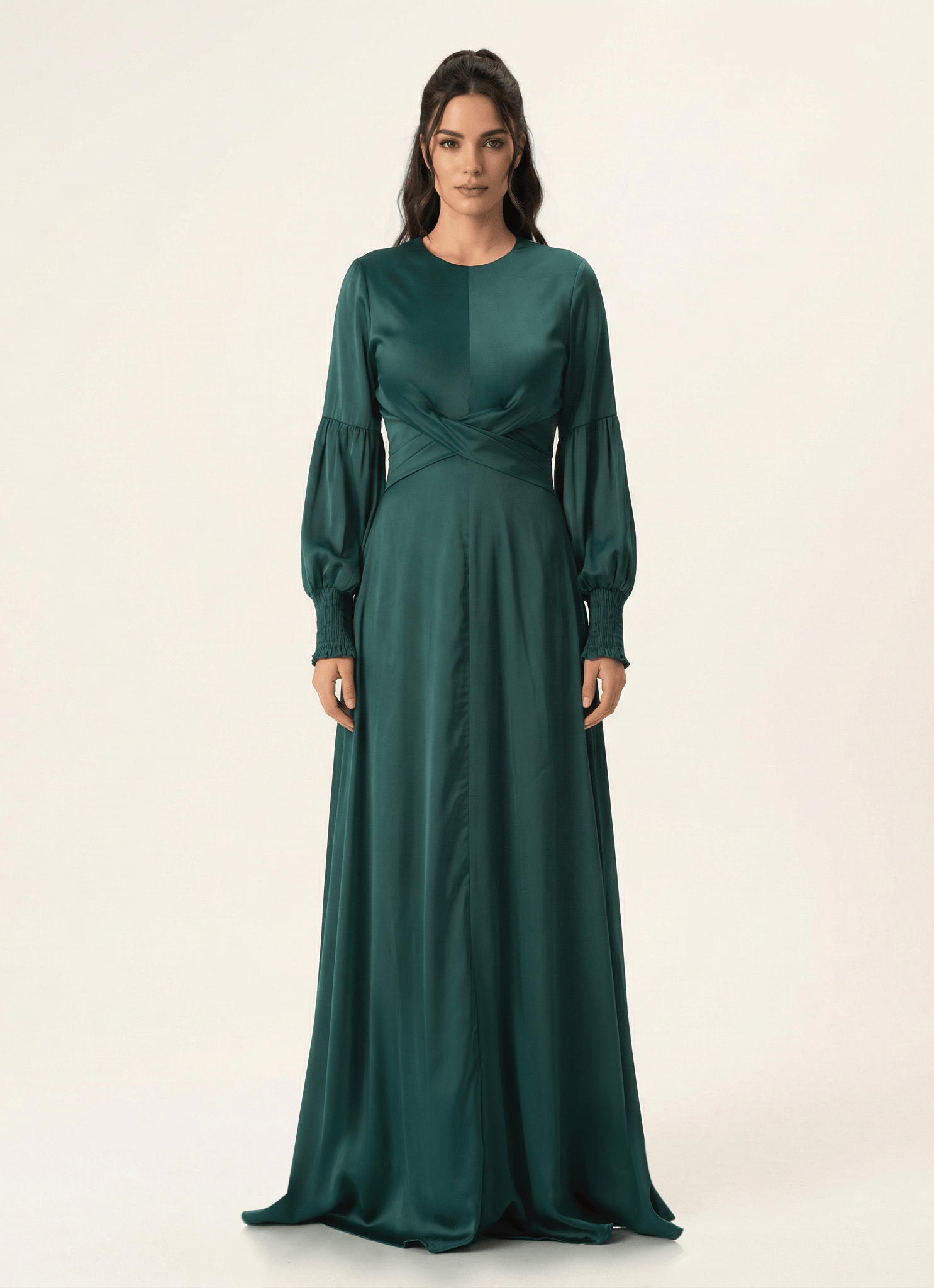 Marigold jasmine satin modest maxi dress Kabayare