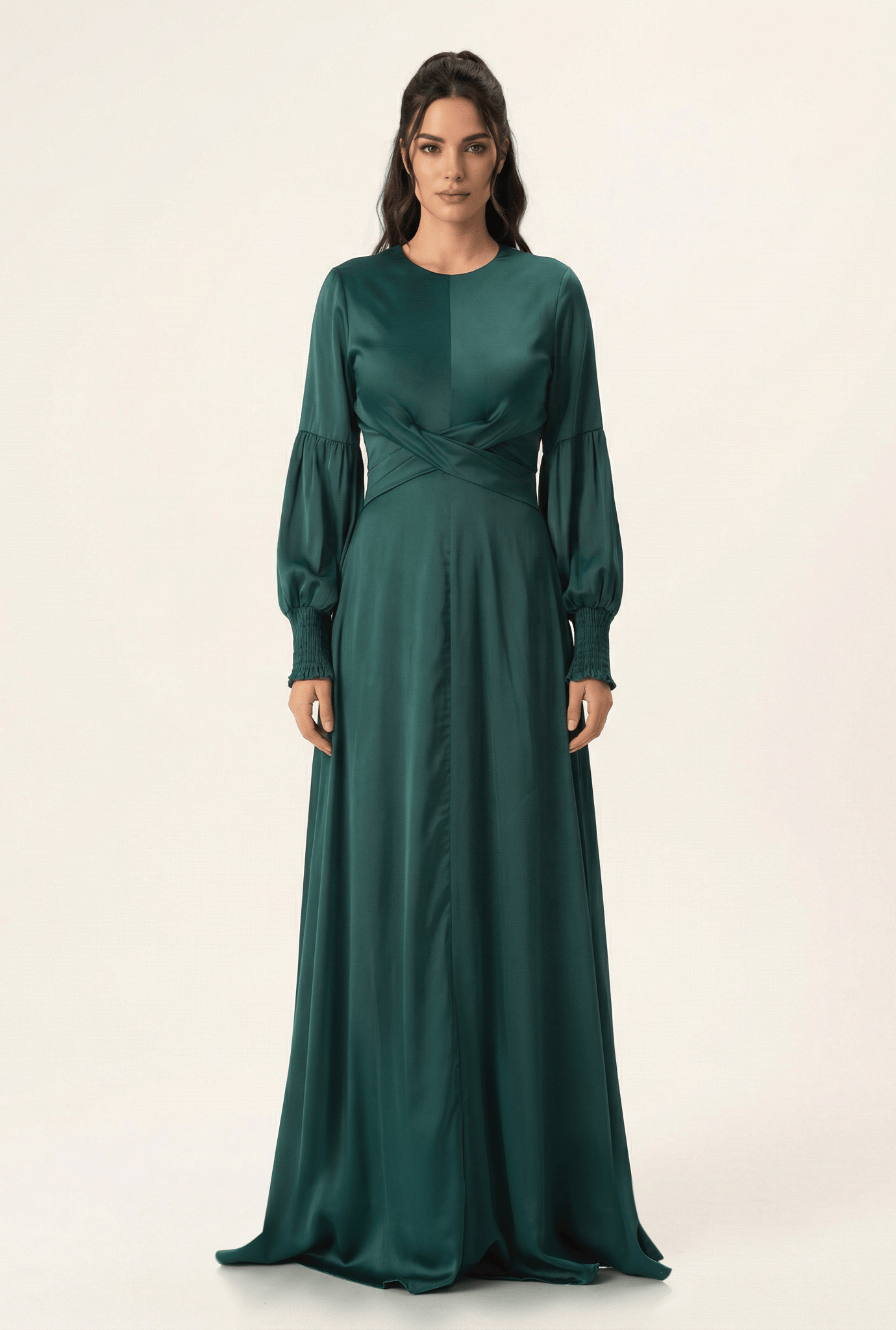 Marigold jasmine satin modest maxi dress Kabayare