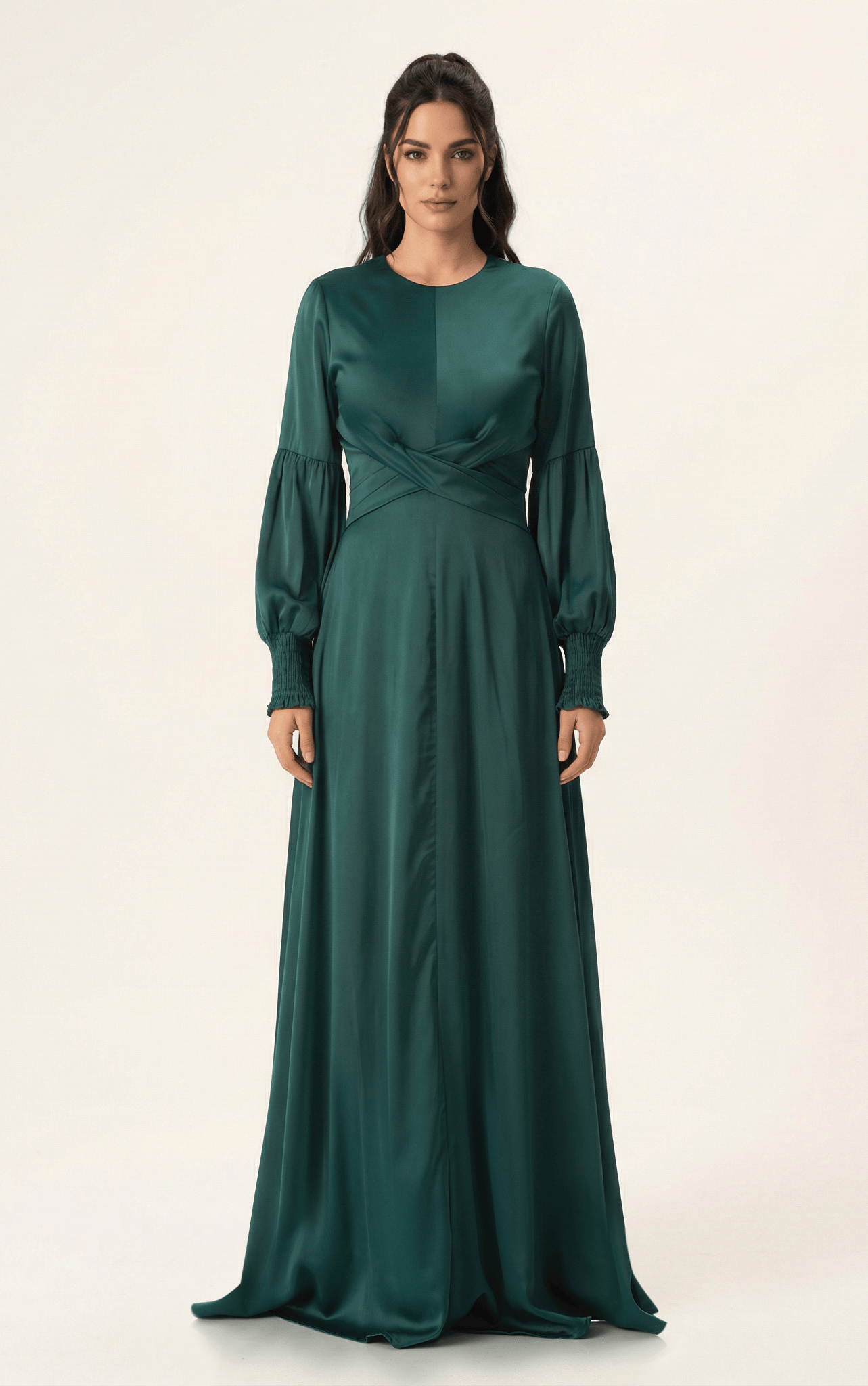 Marigold jasmine satin modest maxi dress Kabayare