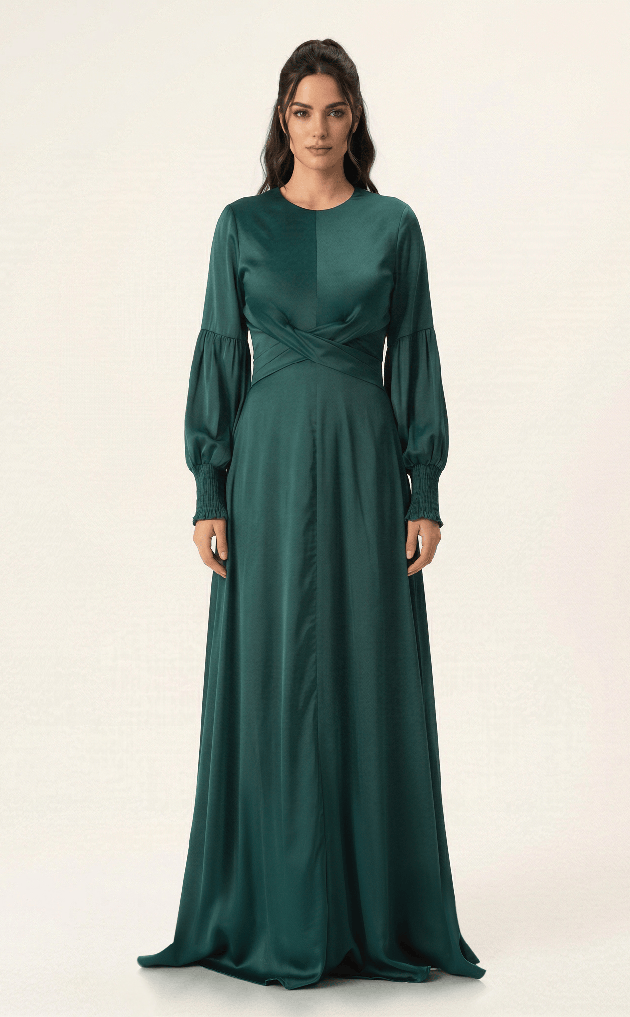 Marigold jasmine satin modest maxi dress Kabayare