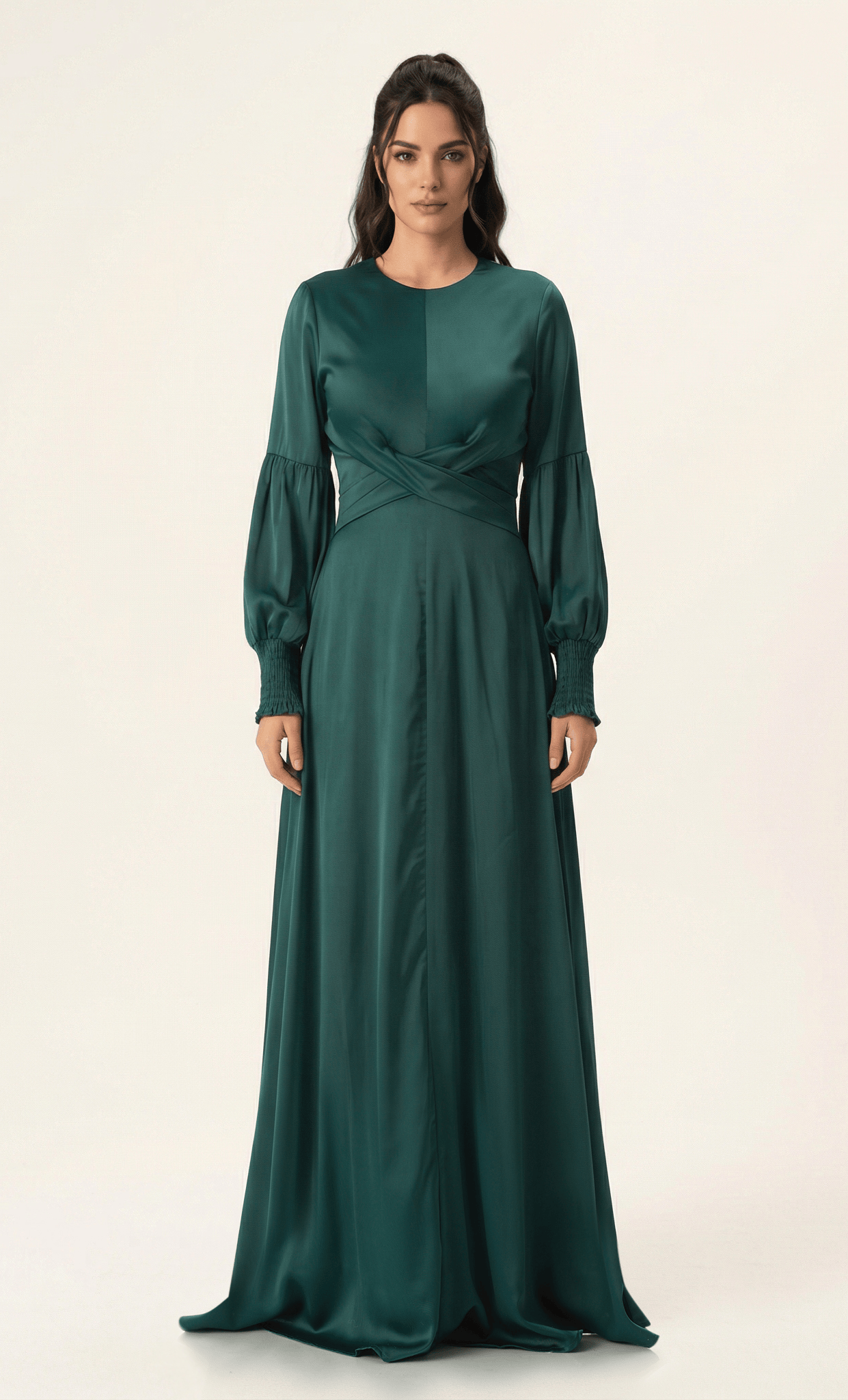 Marigold jasmine satin modest maxi dress Kabayare