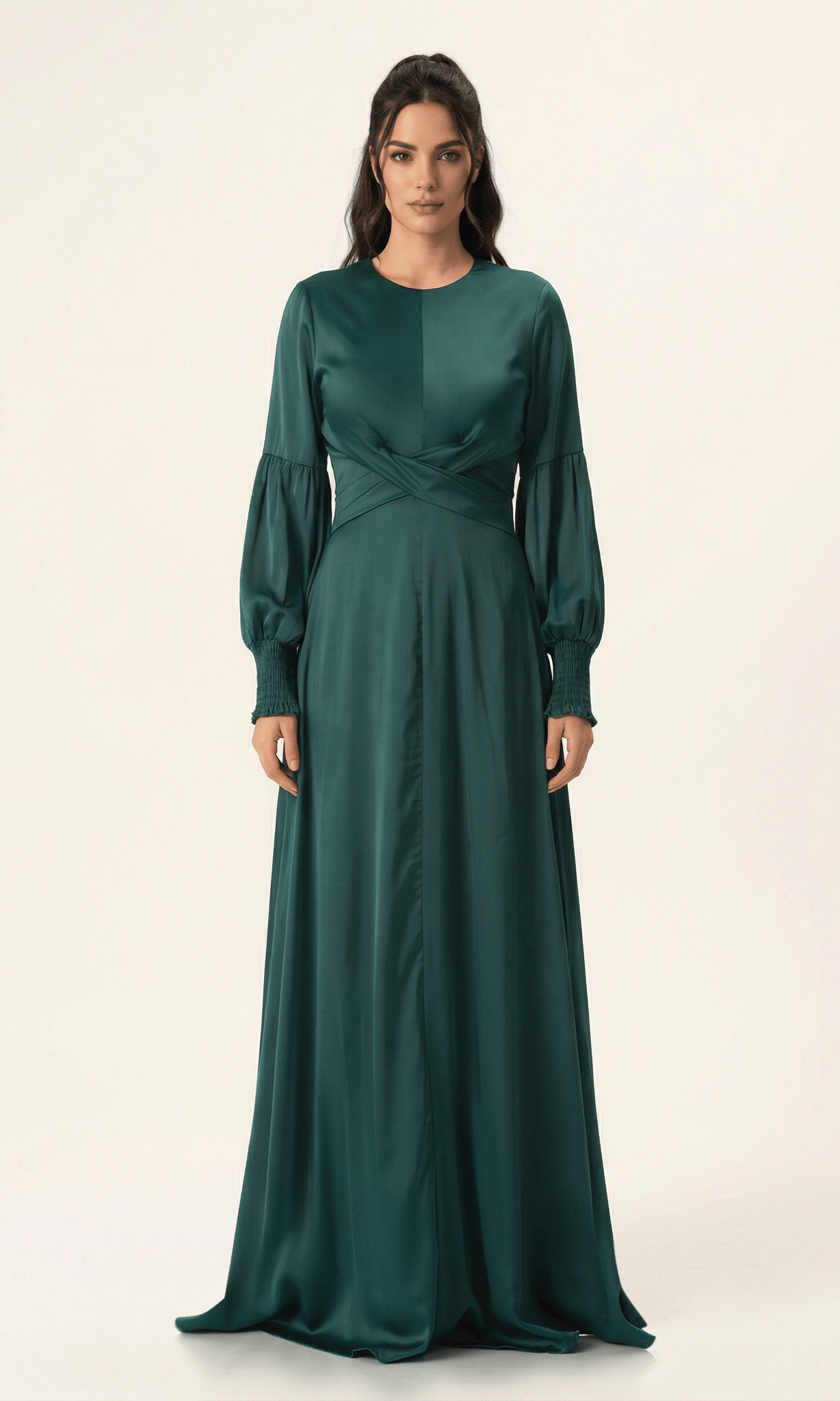 Marigold jasmine satin modest maxi dress Kabayare