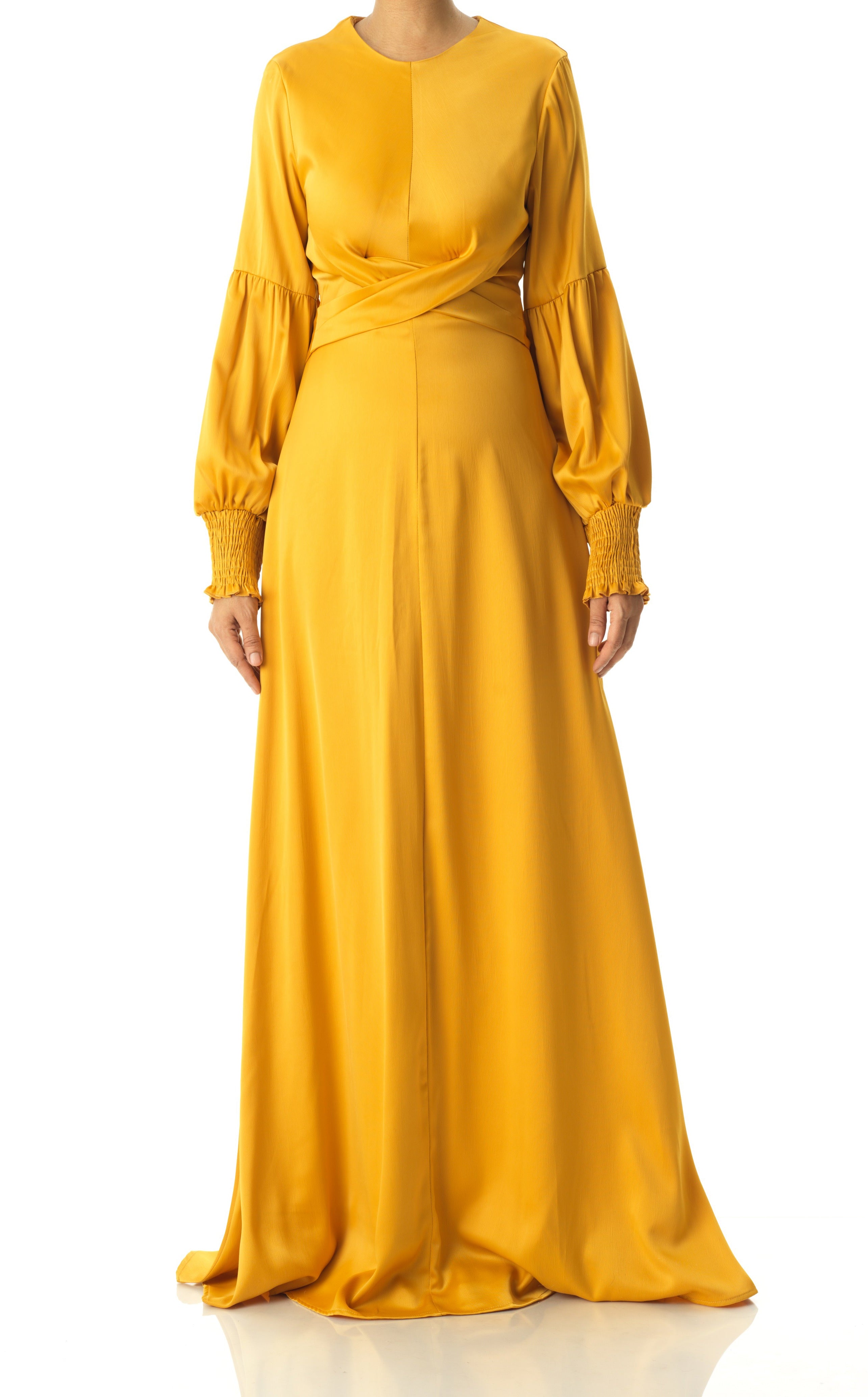 Marigold jasmine satin modest maxi dress Kabayare