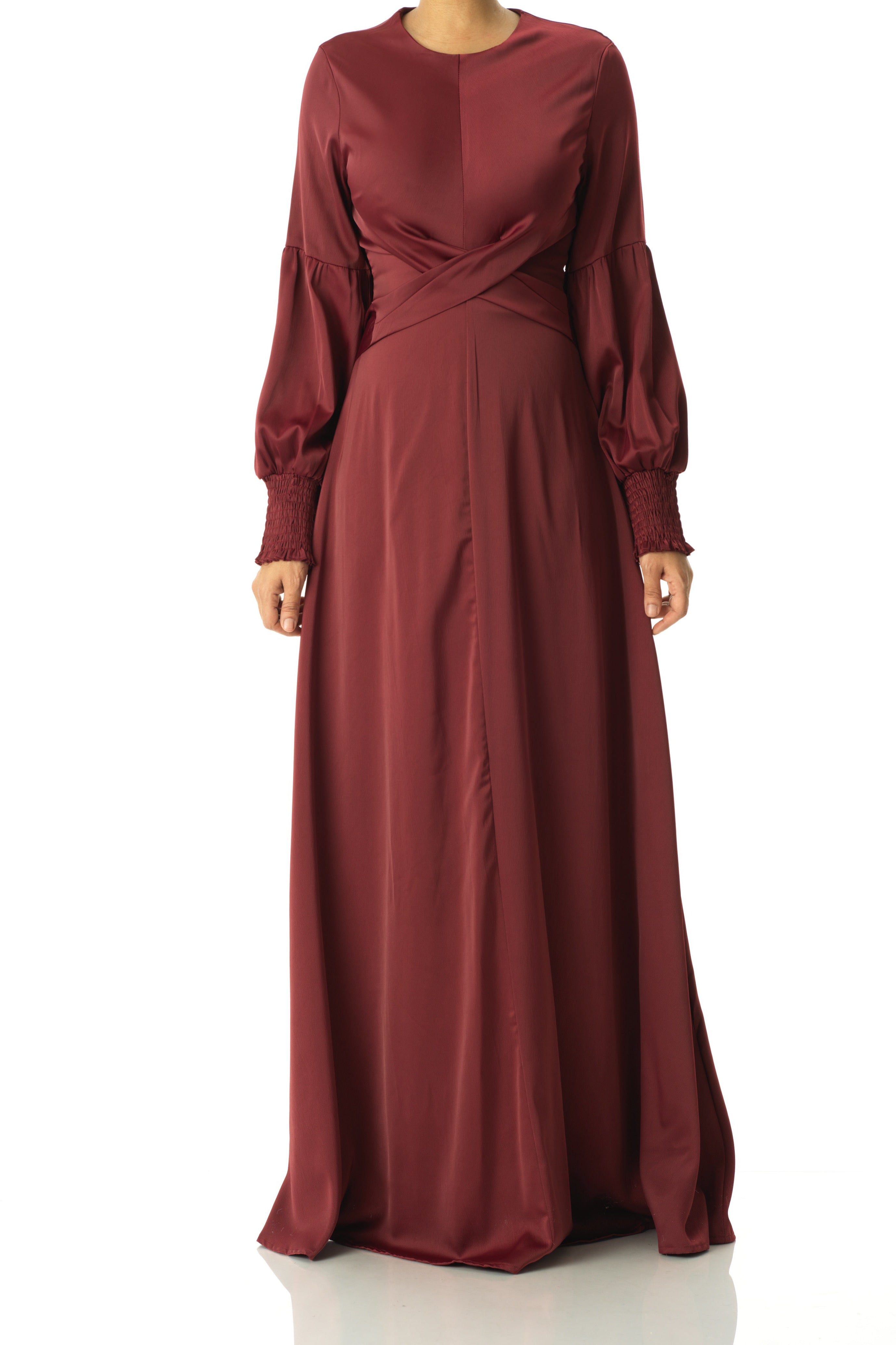 Marigold jasmine satin modest maxi dress Kabayare