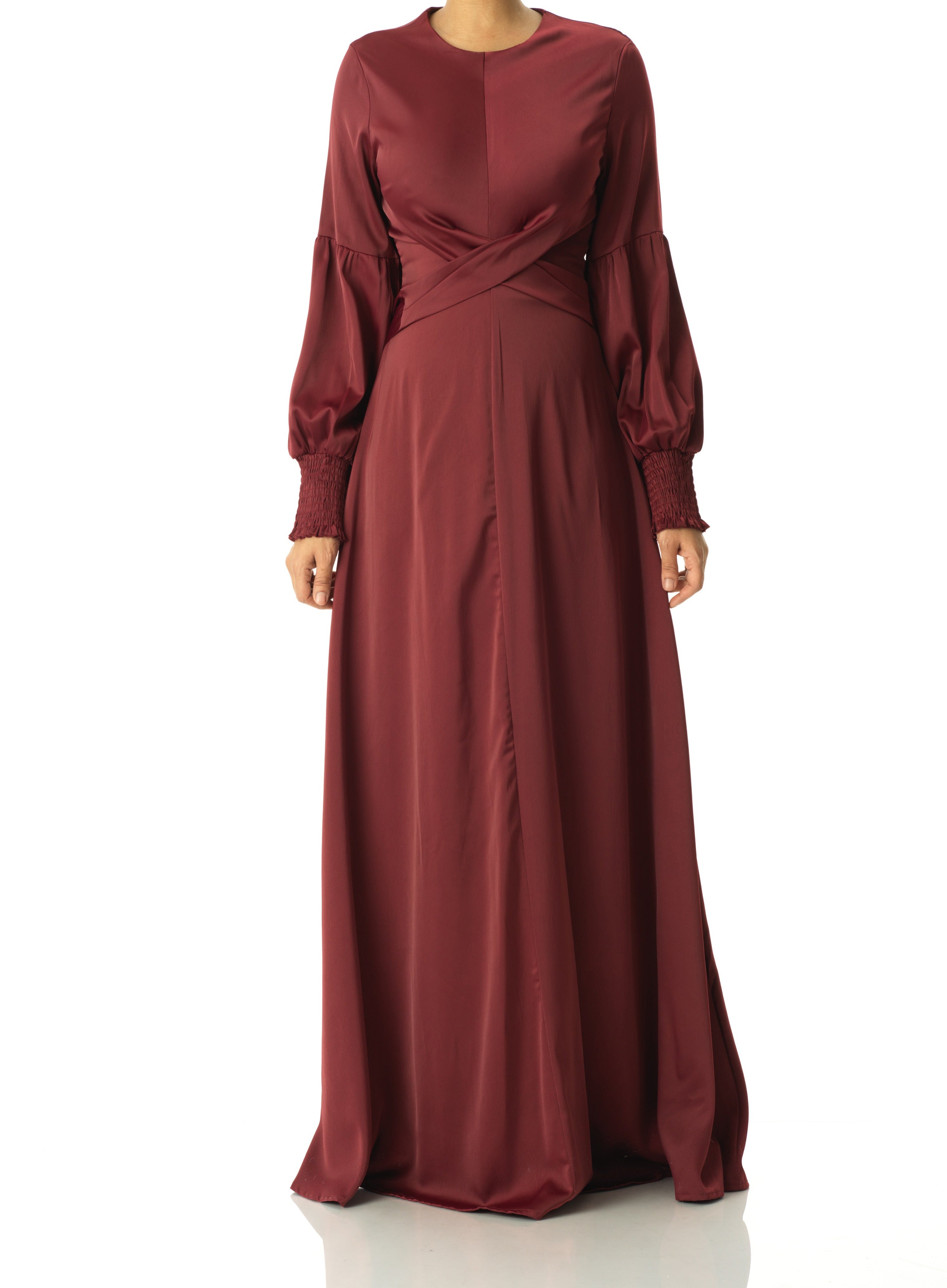 Marigold jasmine satin modest maxi dress Kabayare