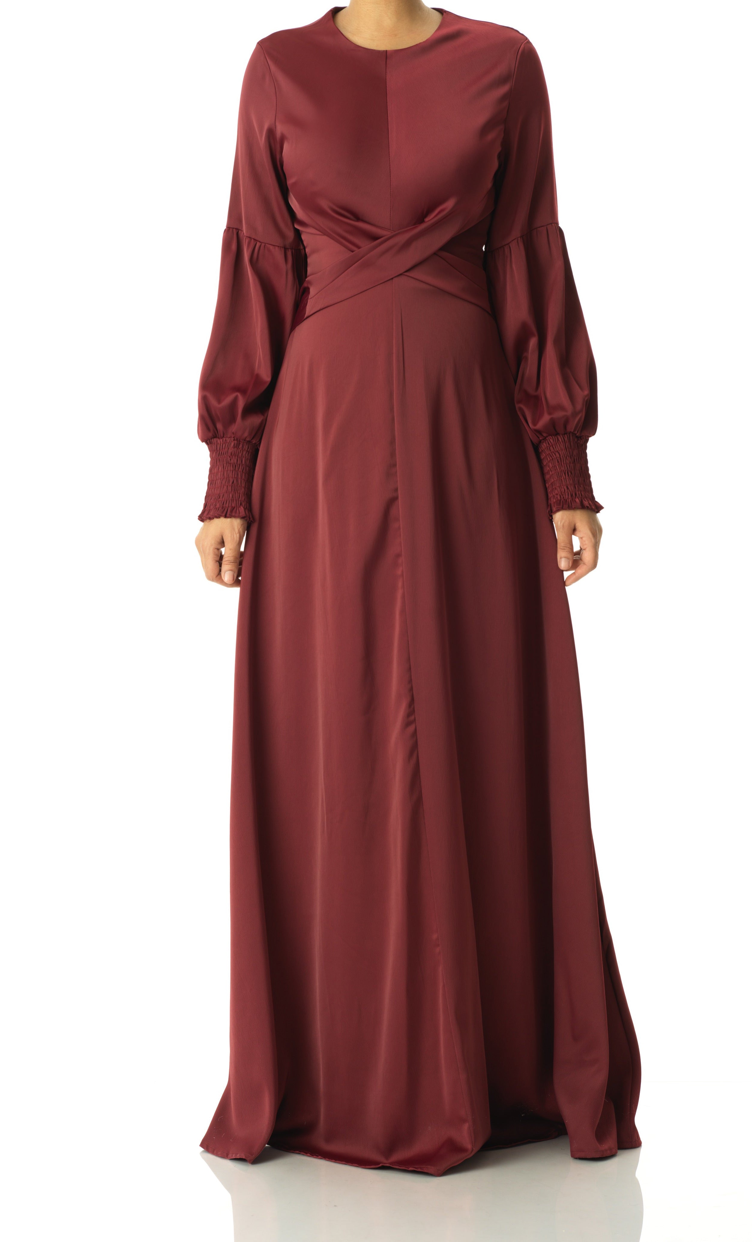 Marigold jasmine satin modest maxi dress Kabayare