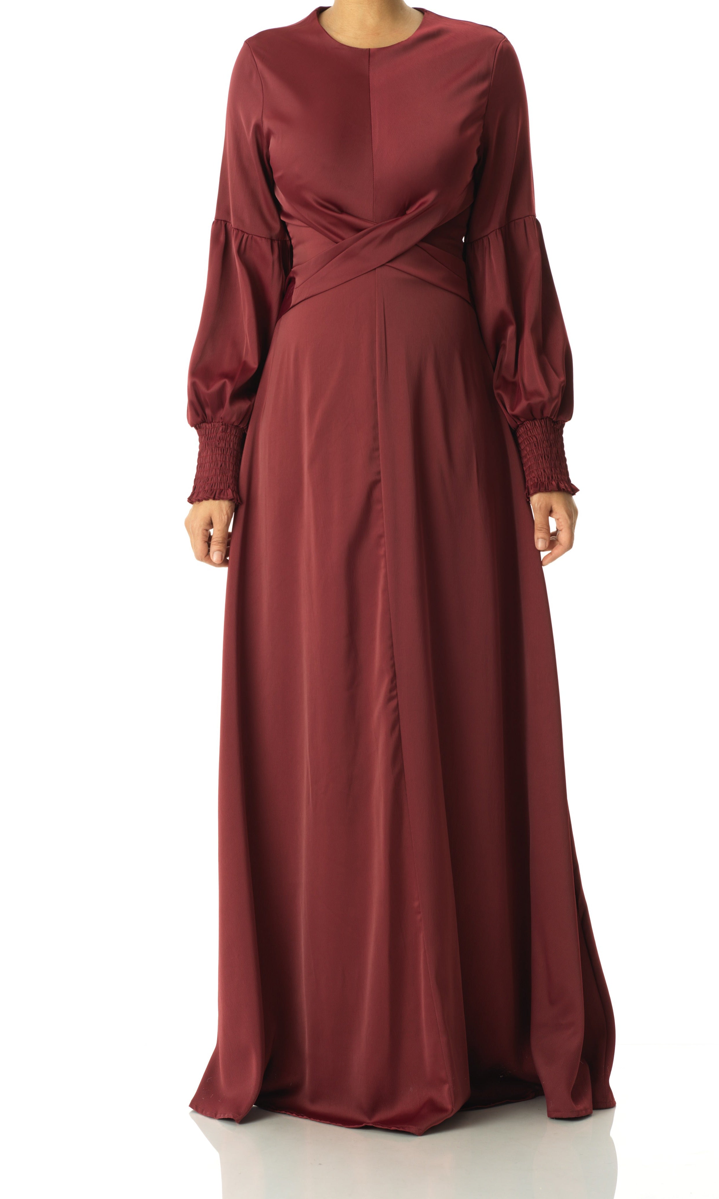 Marigold jasmine satin modest maxi dress Kabayare