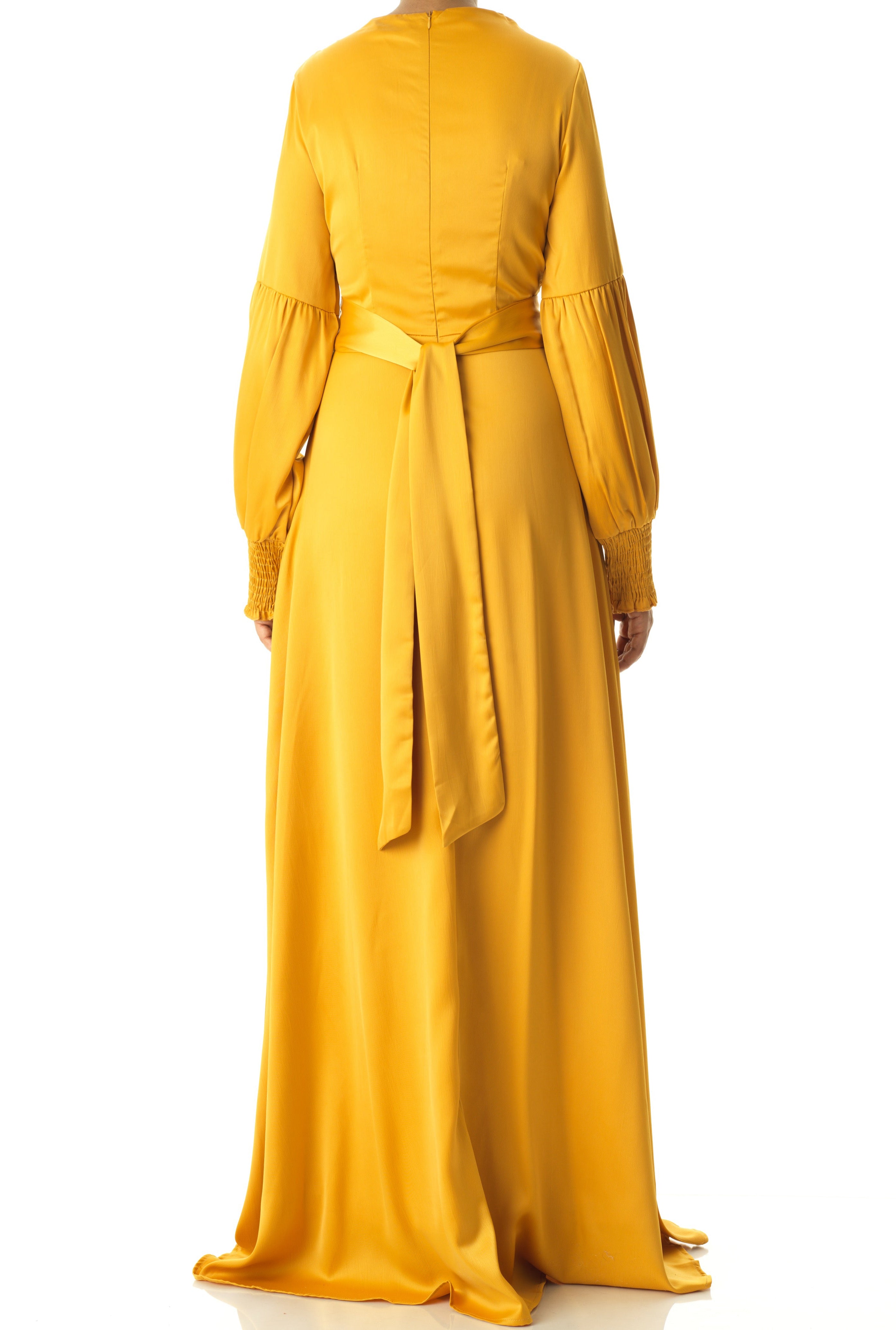 Marigold jasmine satin modest maxi dress Kabayare