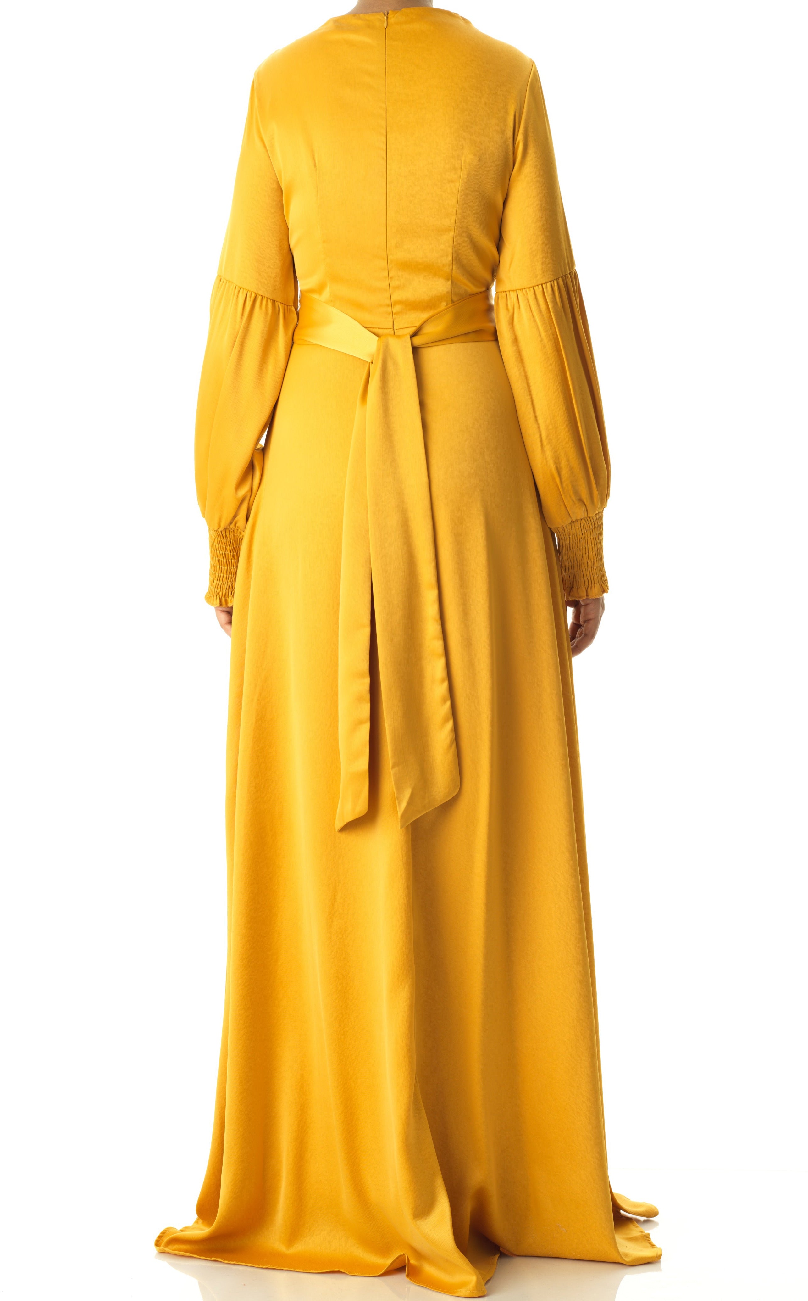 Marigold jasmine satin modest maxi dress Kabayare