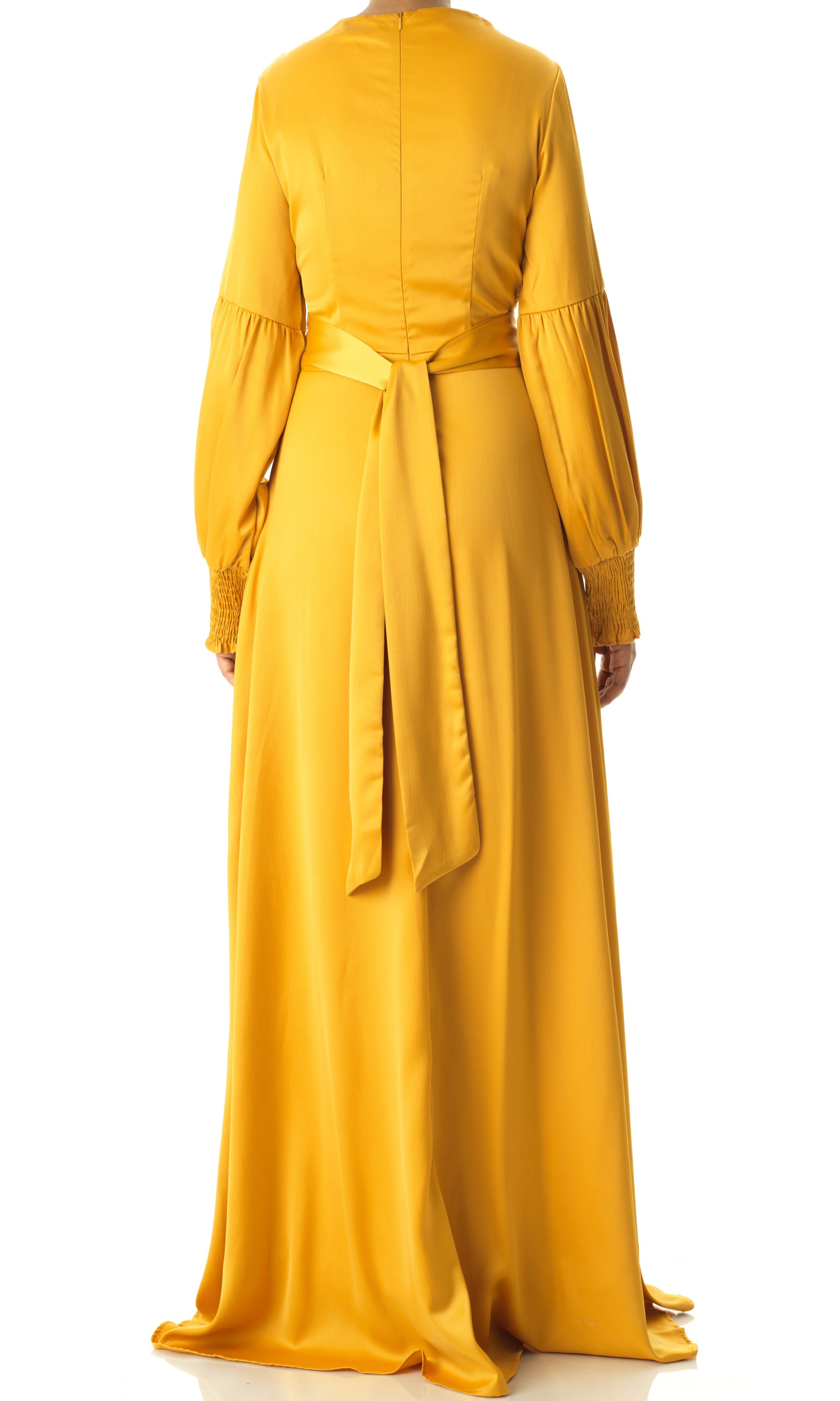 Marigold jasmine satin modest maxi dress Kabayare