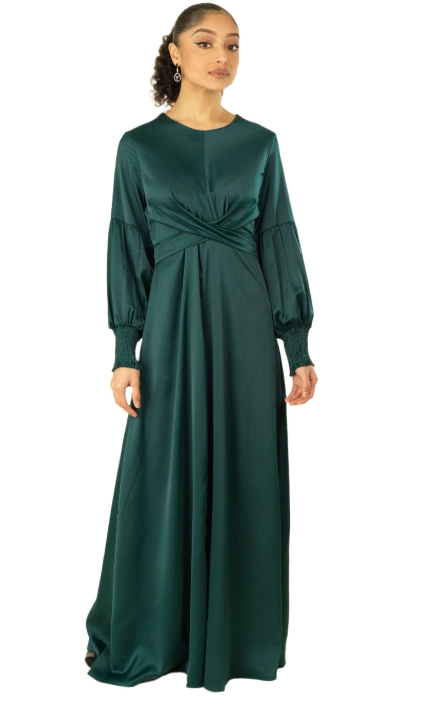 Marigold jasmine satin modest maxi dress Kabayare