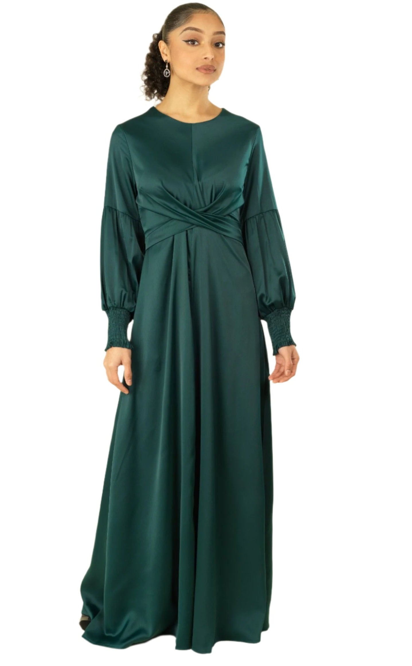 Marigold jasmine satin modest maxi dress Kabayare