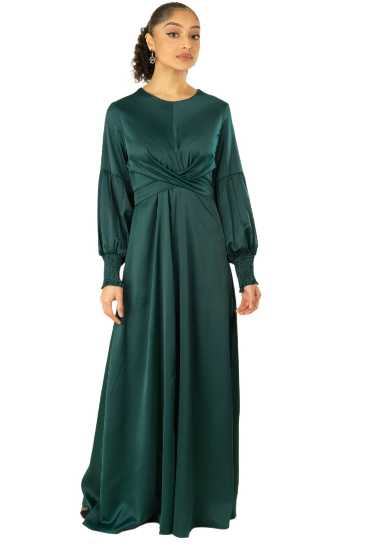 Marigold jasmine satin modest maxi dress Kabayare