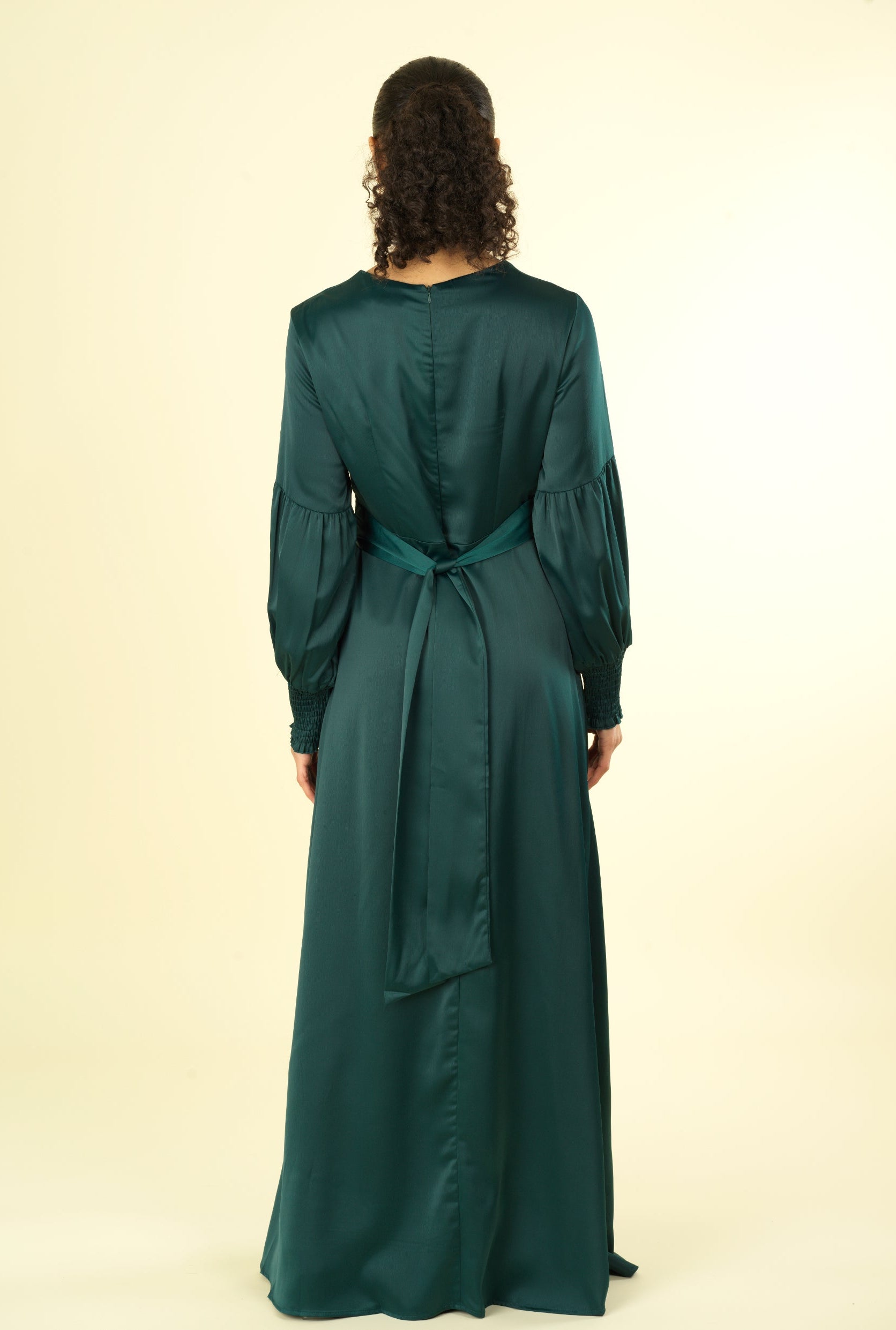 Marigold jasmine satin modest maxi dress Kabayare