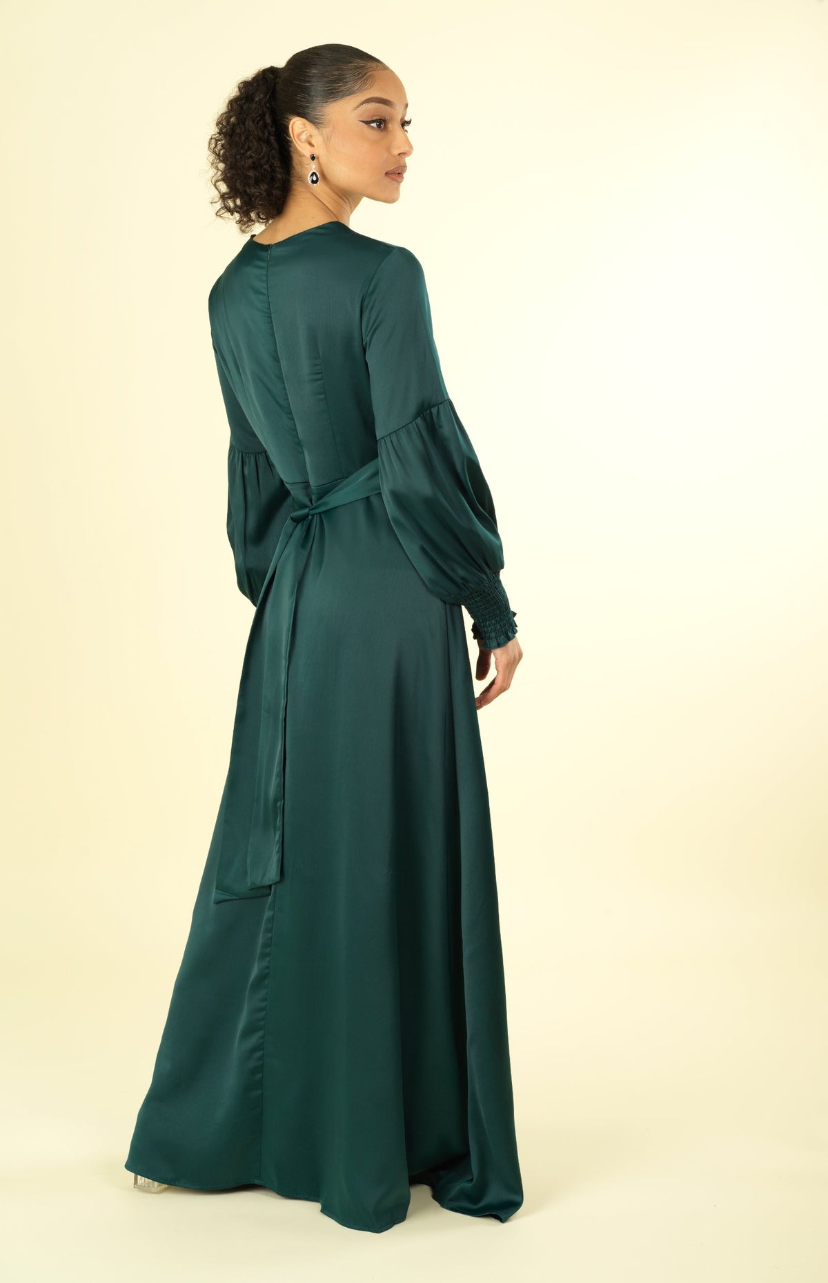 Marigold jasmine satin modest maxi dress Kabayare