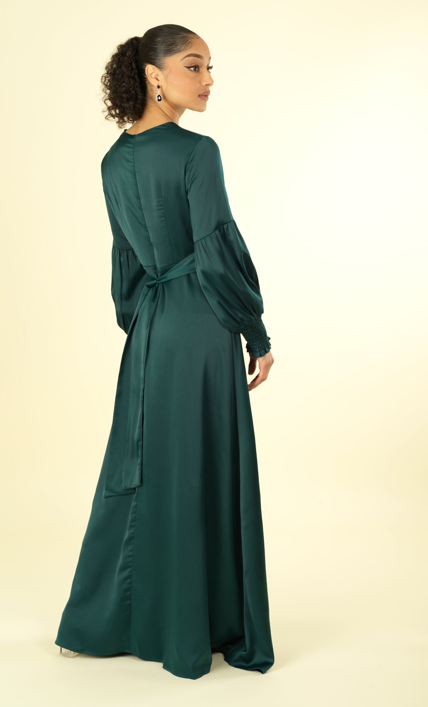 Marigold jasmine satin modest maxi dress Kabayare