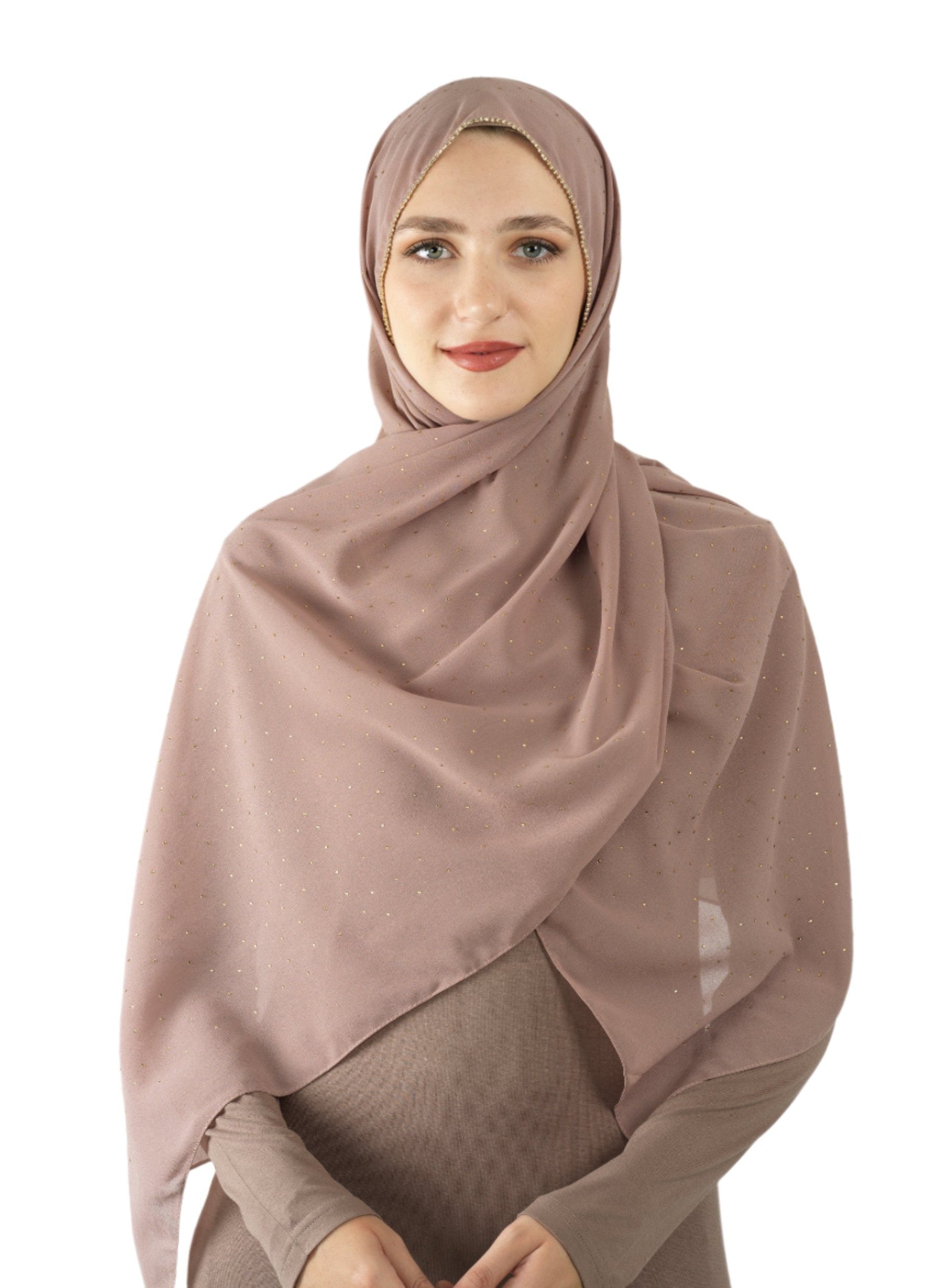 Mauve Glamour chiffon hijab Kabayare