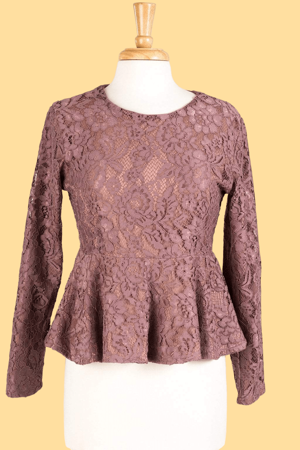 Mauve Lace Peplum Top Kabayare