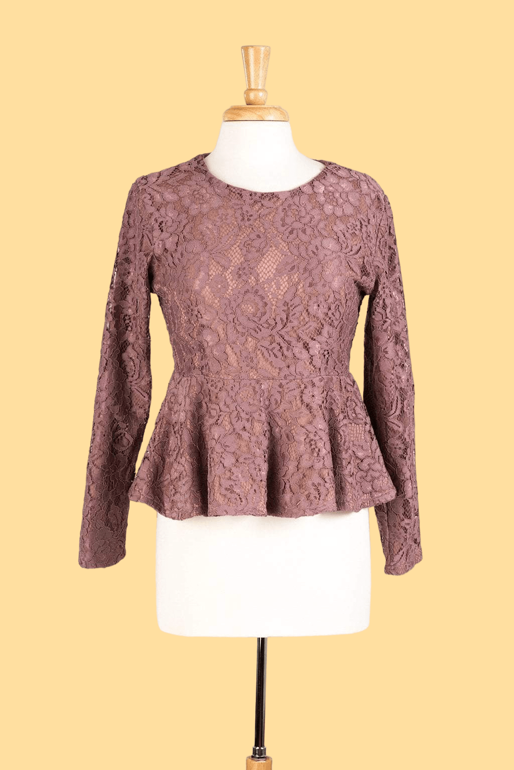 Mauve Lace Peplum Top Kabayare