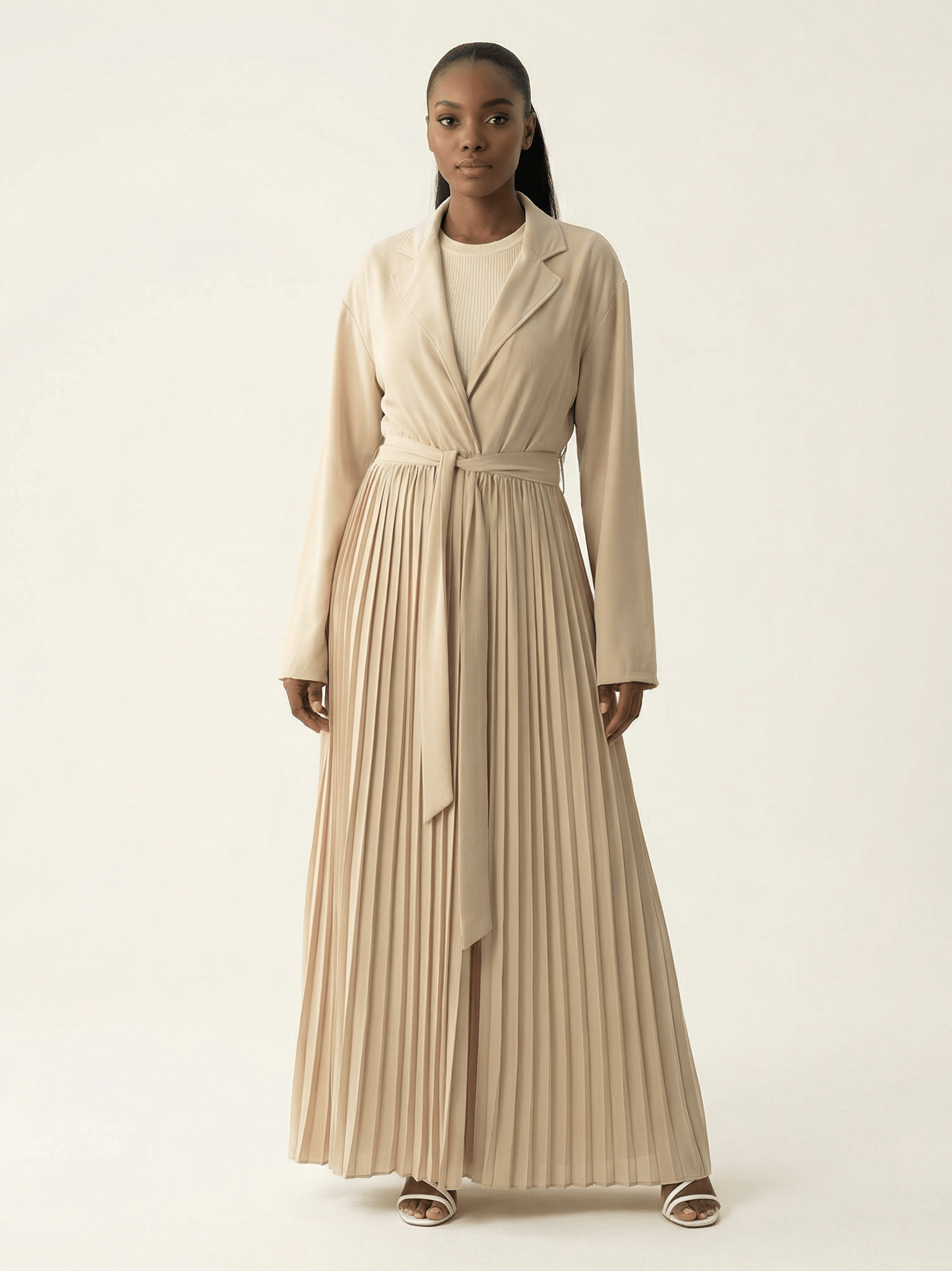 Maxi cardigan abaya Pearly Pleated jacket Kabayare