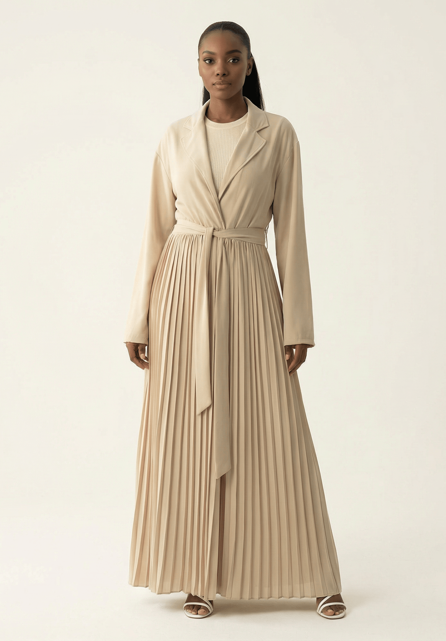Maxi cardigan abaya Pearly Pleated jacket Kabayare