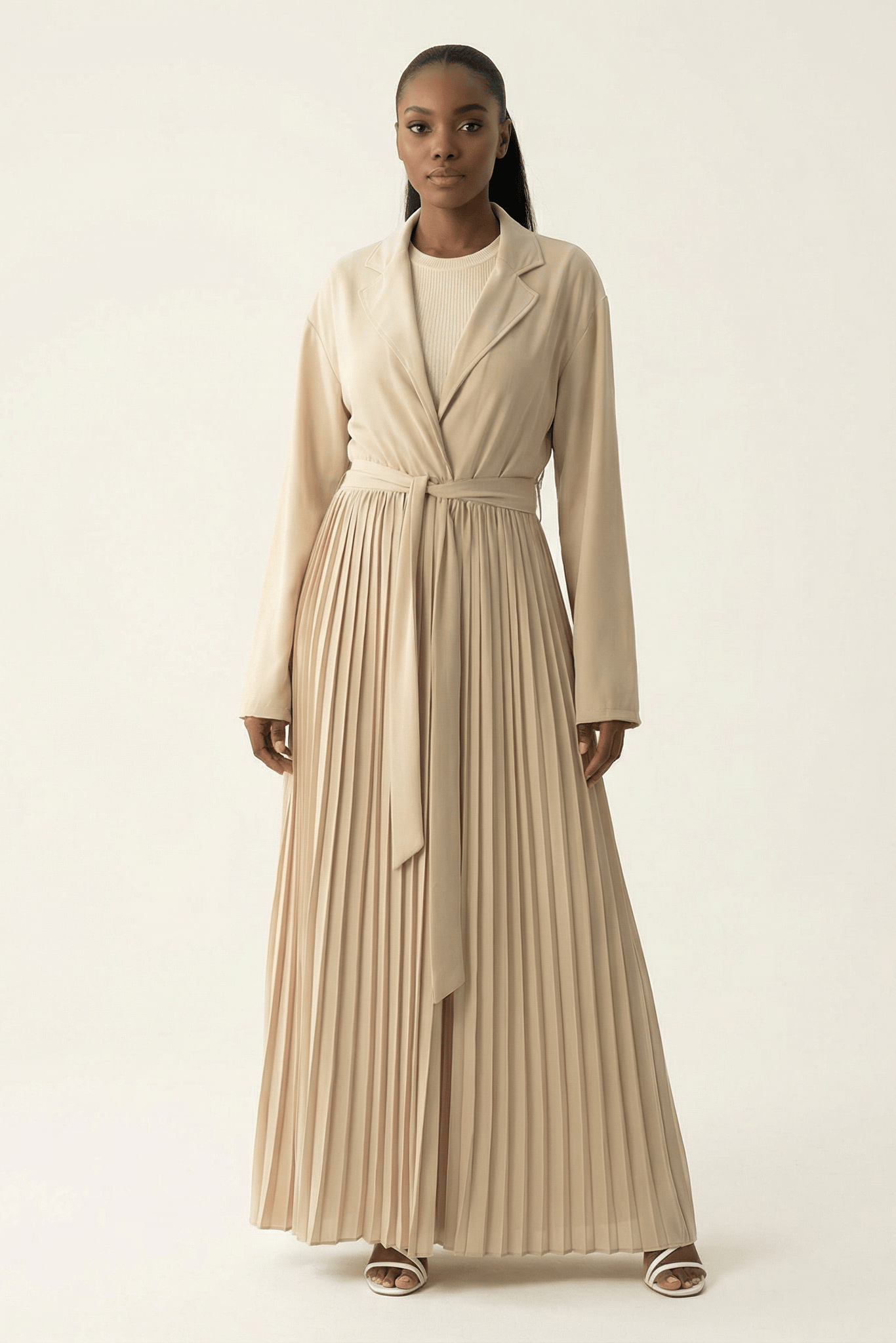 Maxi cardigan abaya Pearly Pleated jacket Kabayare