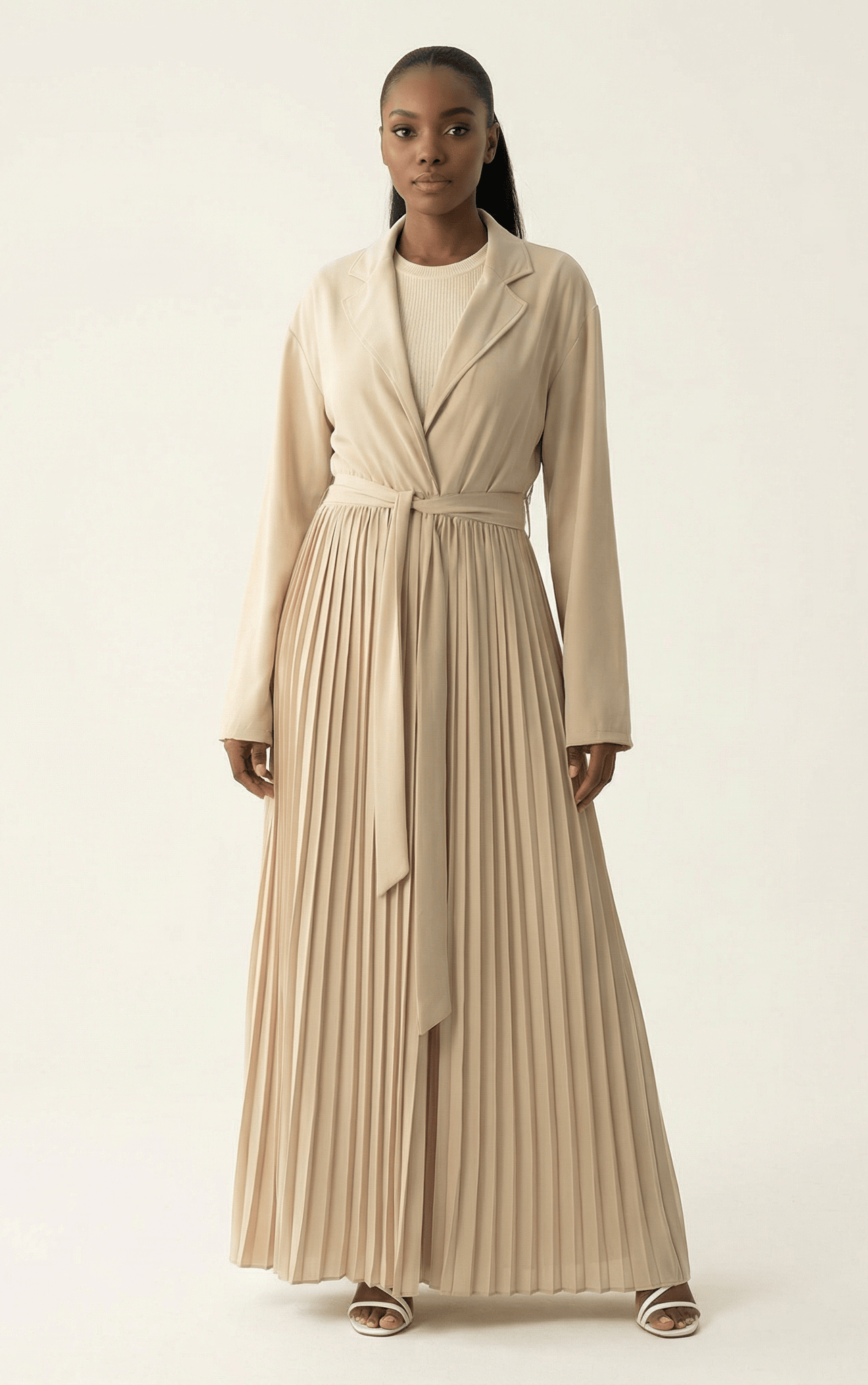 Maxi cardigan abaya Pearly Pleated jacket Kabayare