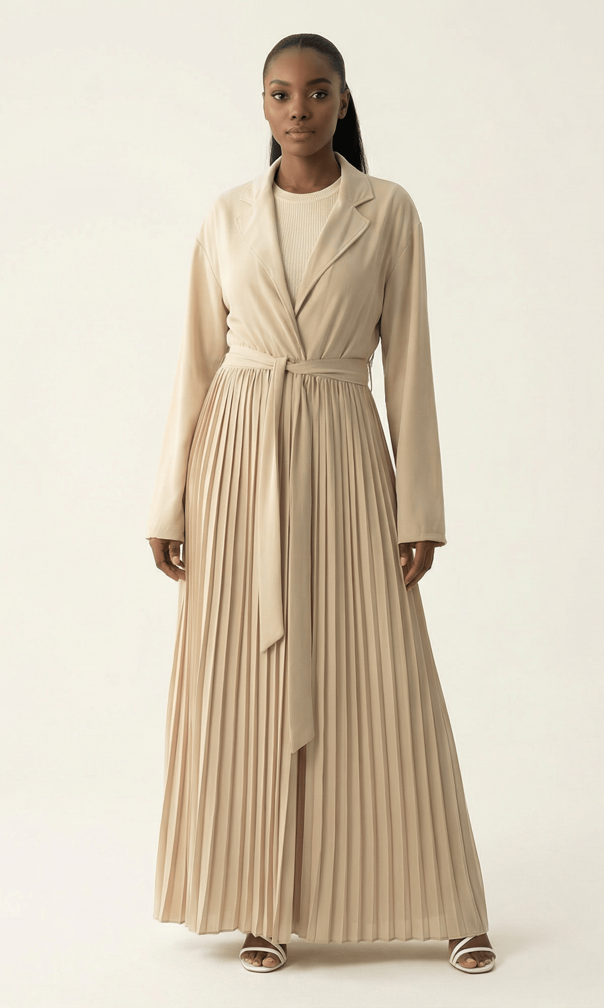 Maxi cardigan abaya Pearly Pleated jacket Kabayare