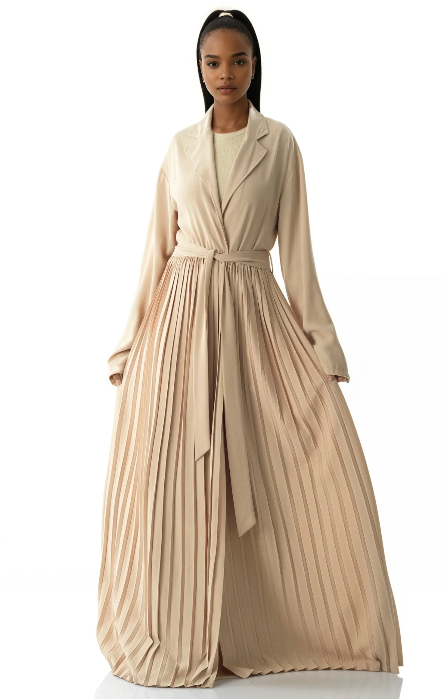 Maxi cardigan abaya Pearly Pleated jacket Kabayare
