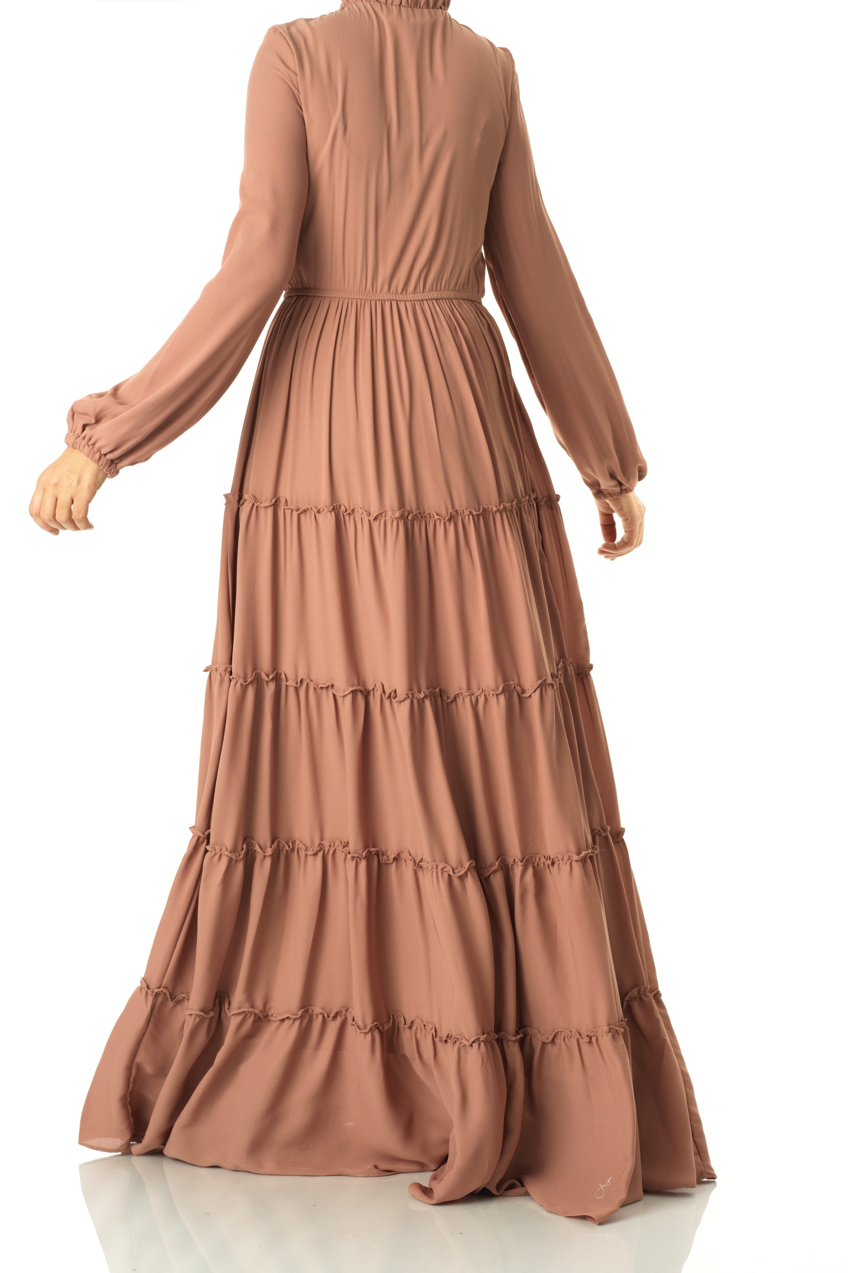 Mocha tiered chiffon maxi dress Kabayare