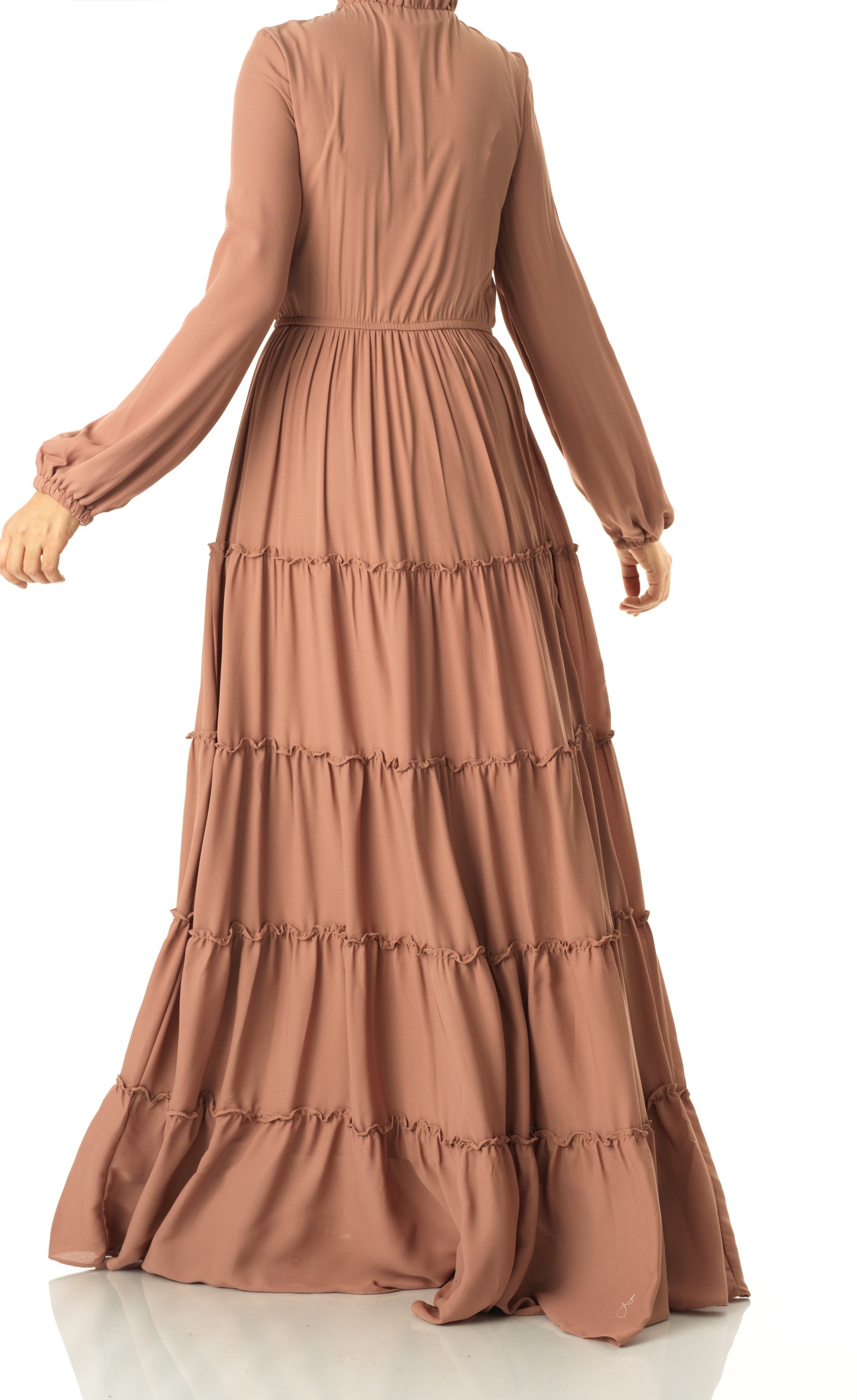 Mocha tiered chiffon maxi dress Kabayare