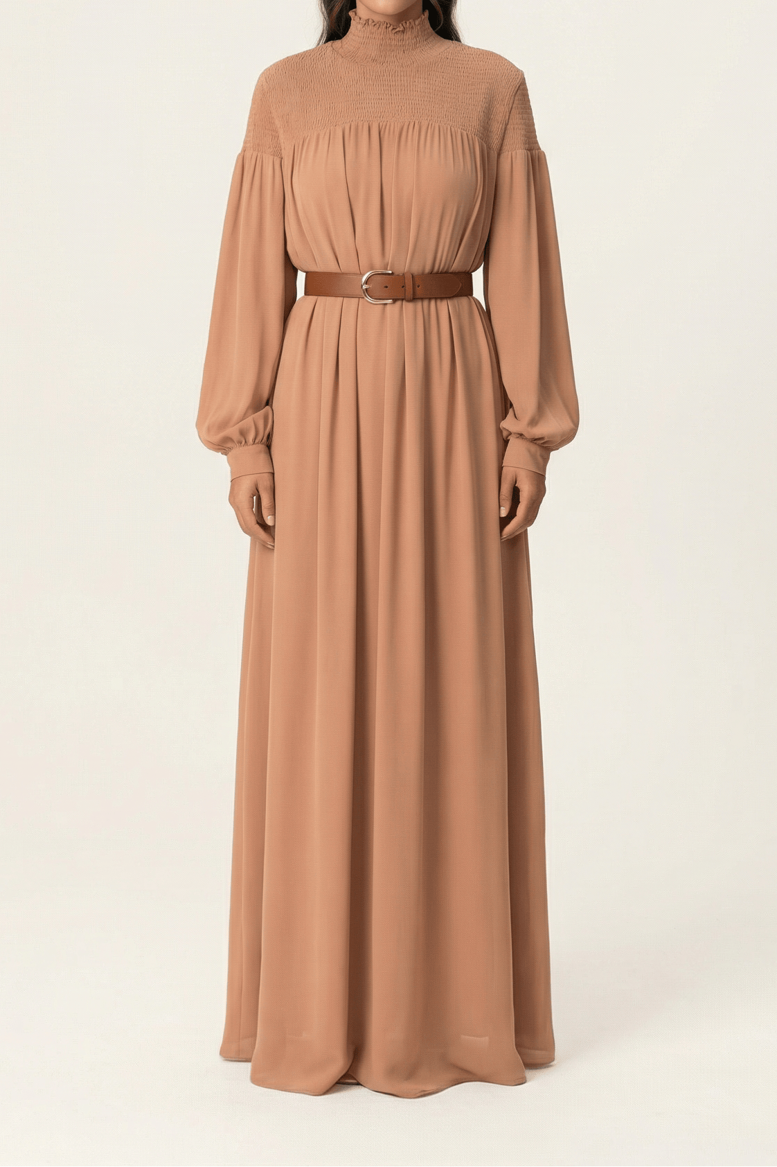 Mocha umbrella chiffon maxi dress Kabayare