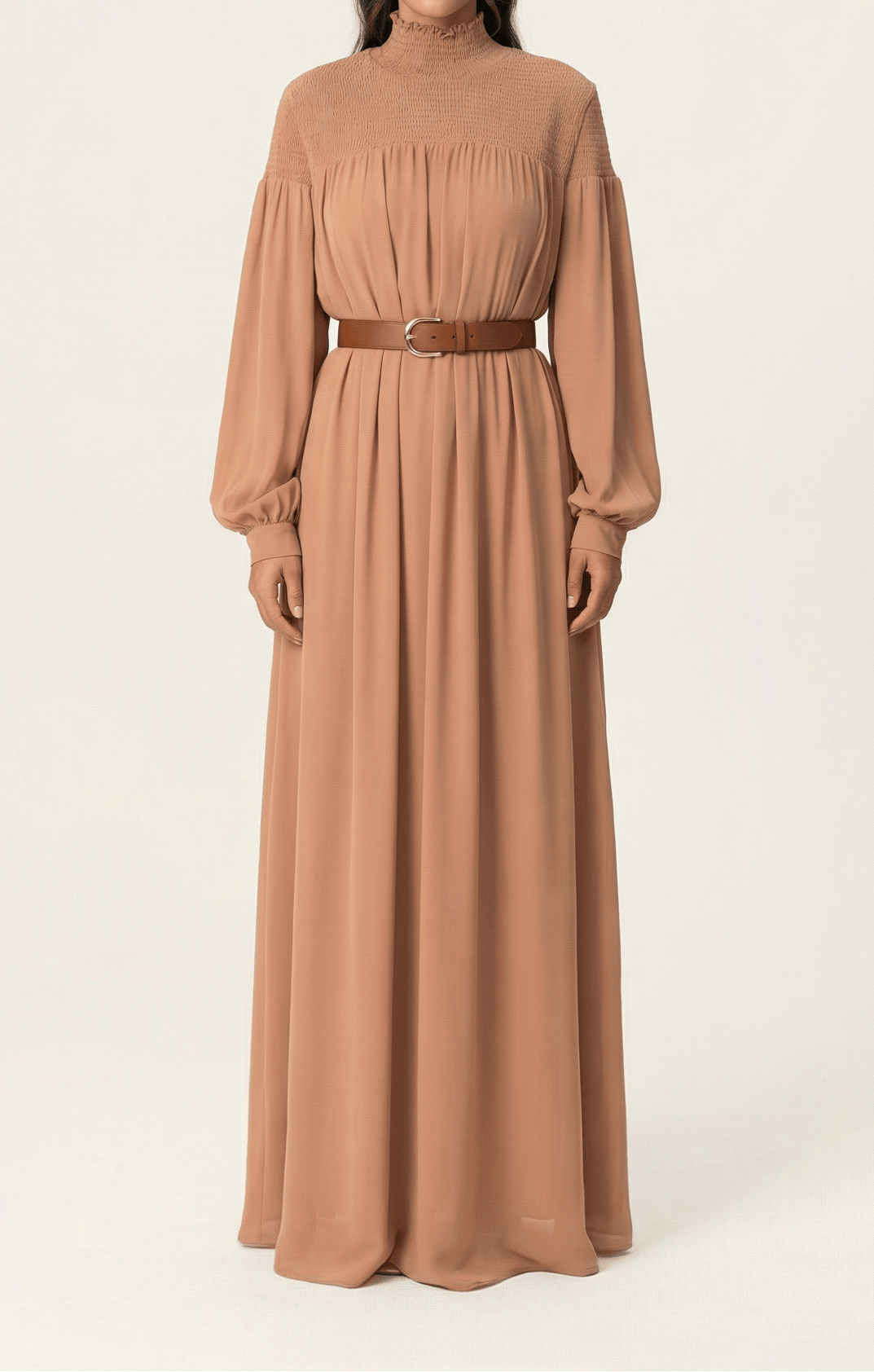 Mocha umbrella chiffon maxi dress Kabayare