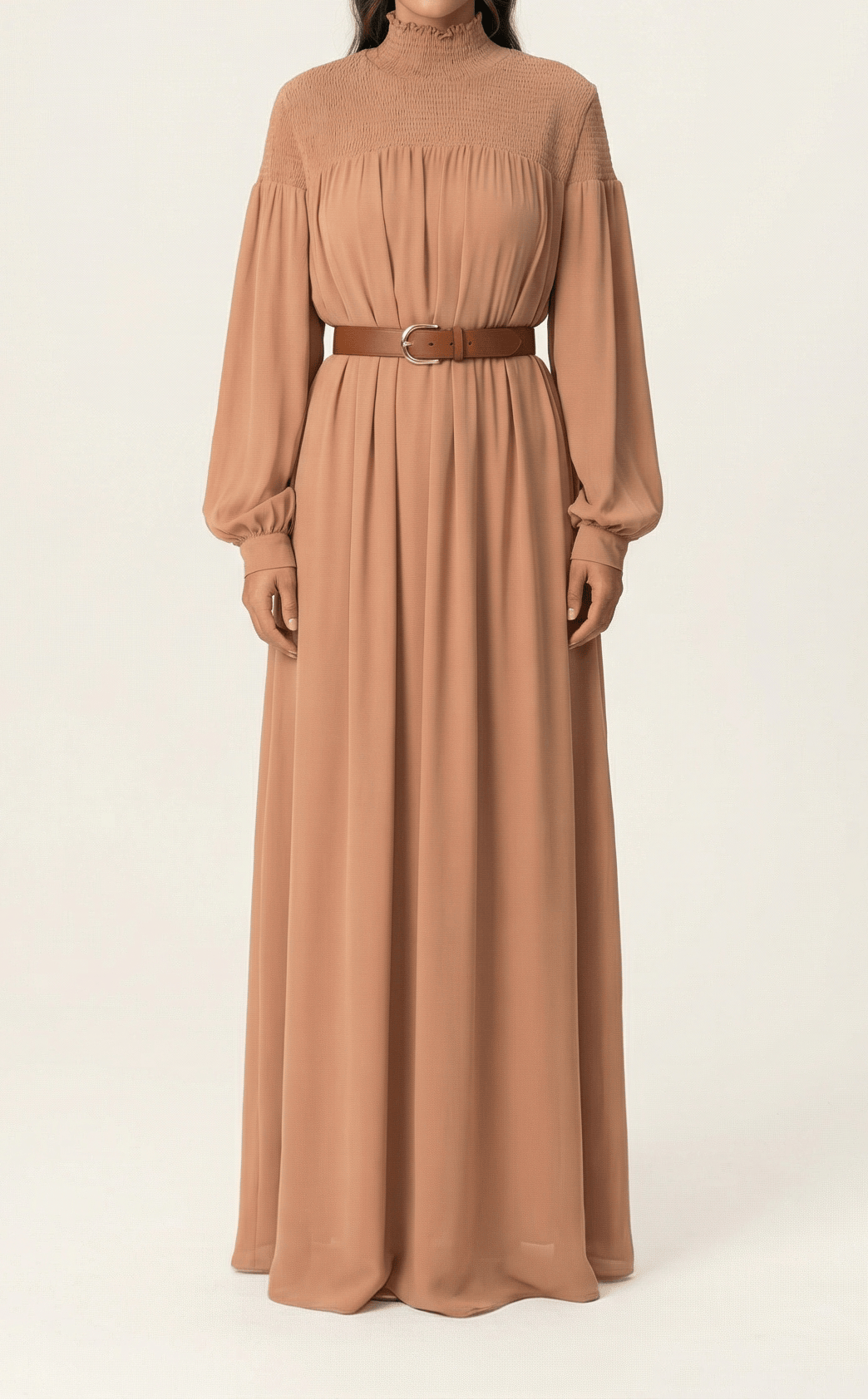 Mocha umbrella chiffon maxi dress Kabayare