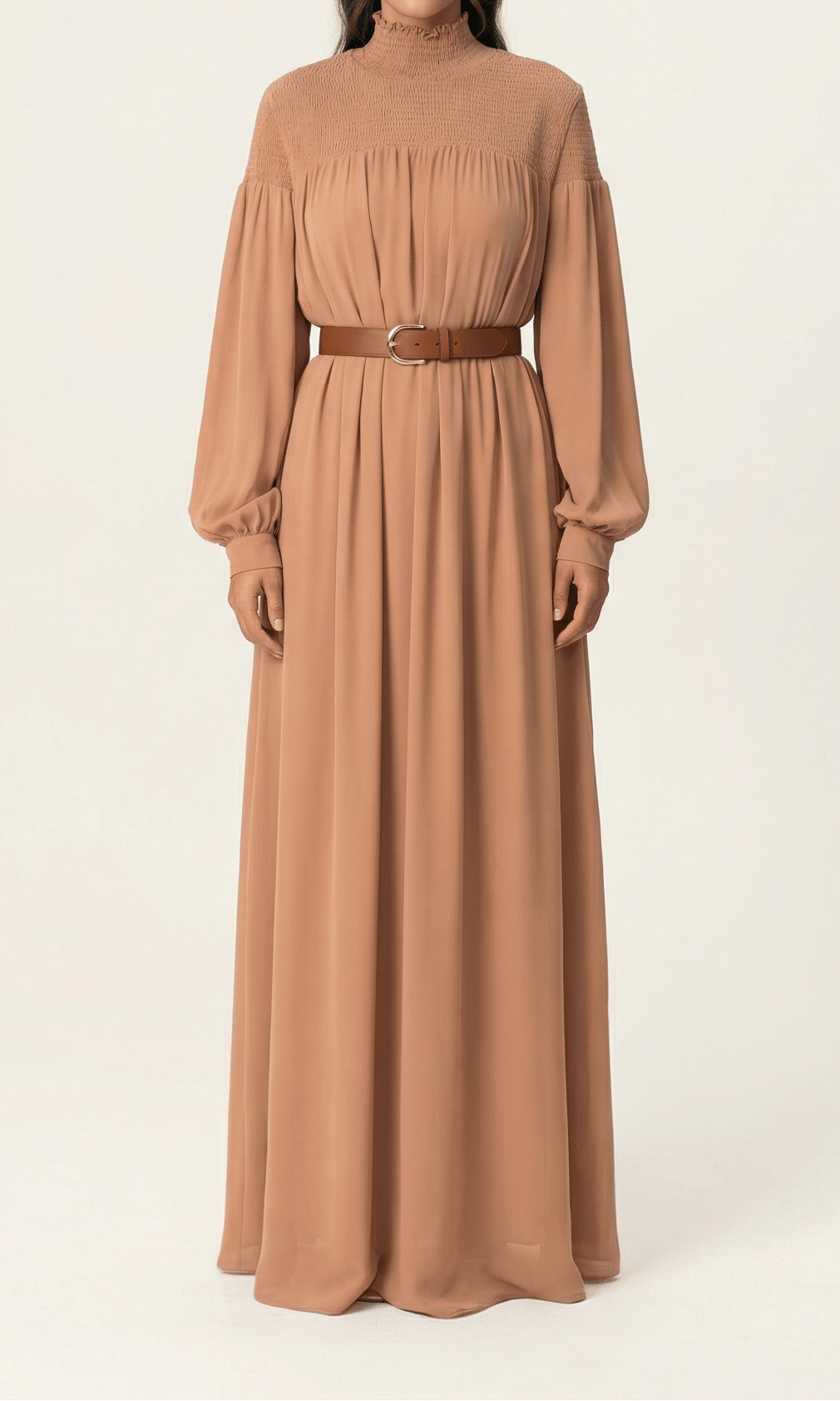 Mocha umbrella chiffon maxi dress Kabayare