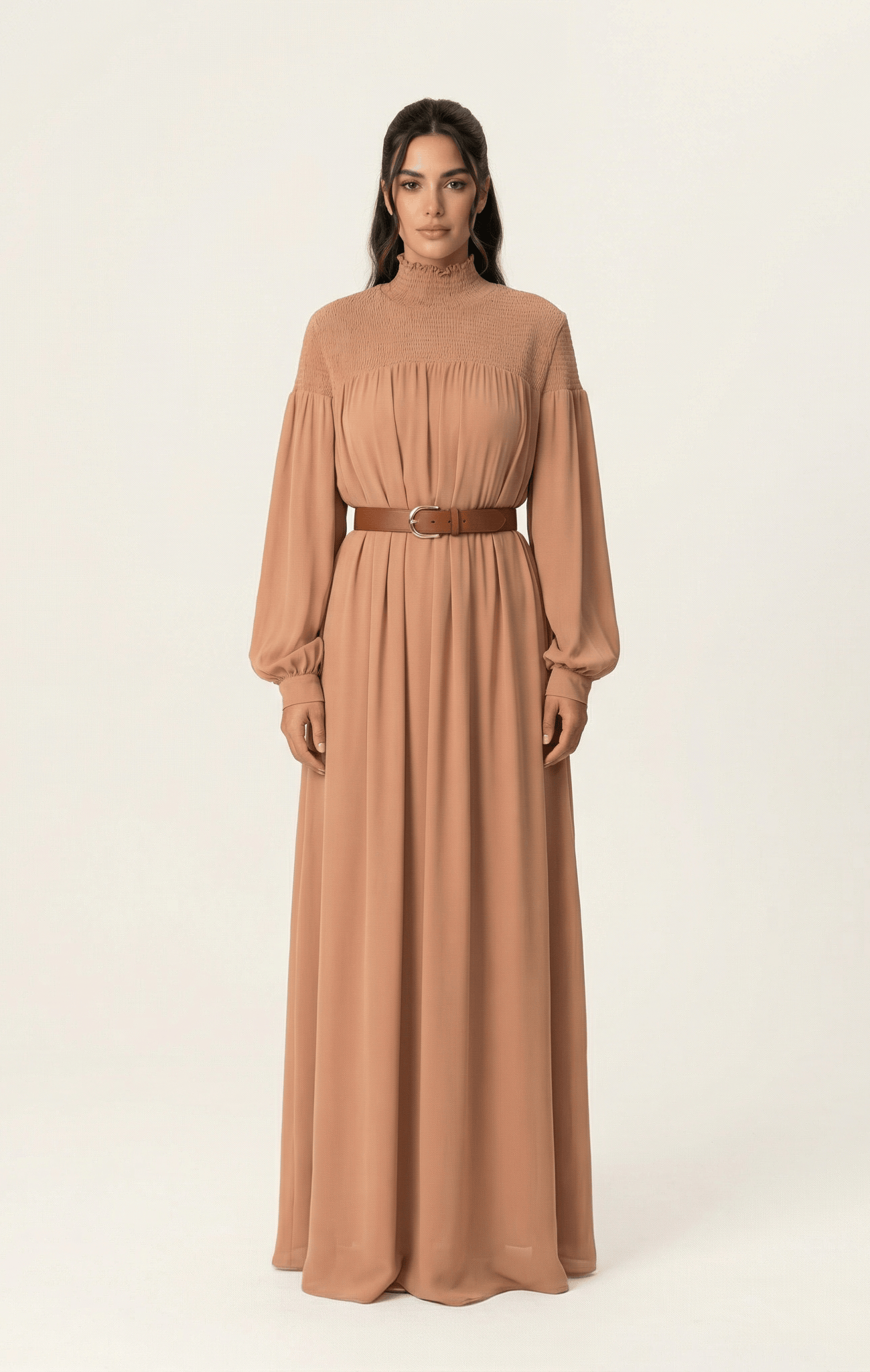 Mocha umbrella chiffon maxi dress Kabayare
